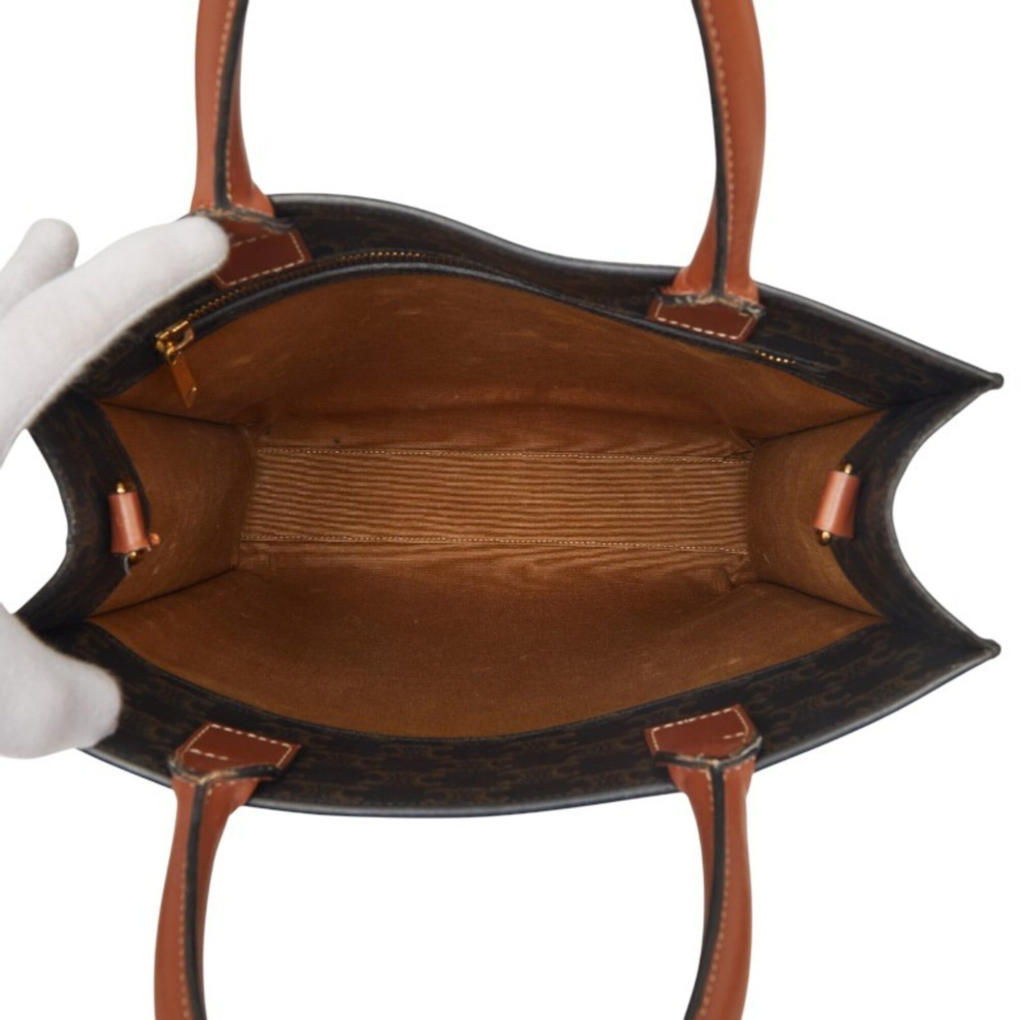 Celine Celine Triomphe Vertical Cabas Small Tote Bag Shoulder 2-Way Brown Leather Women's CELINE Size ONE SIZE - 12 Thumbnail