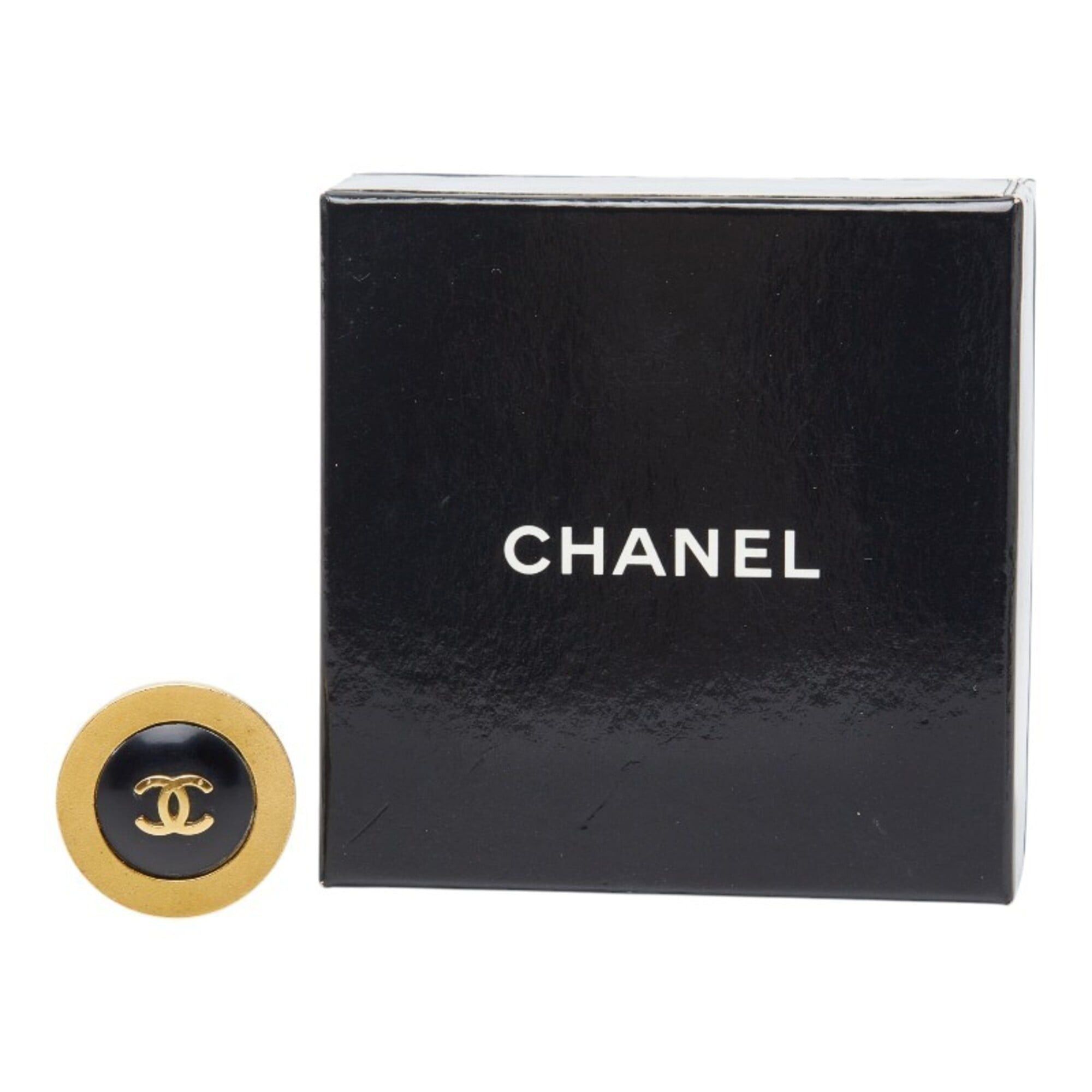 Chanel Chanel Coco Mark Round Earring (Single Earring) Gold Black Plated Women's CHANEL Size ONE SIZE - 4 Thumbnail