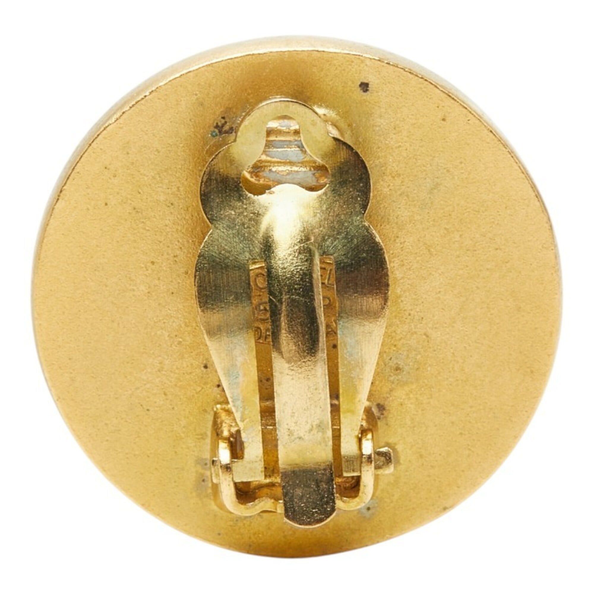 Chanel Chanel Coco Mark Round Earring (Single Earring) Gold Black Plated Women's CHANEL Size ONE SIZE - 2 Thumbnail