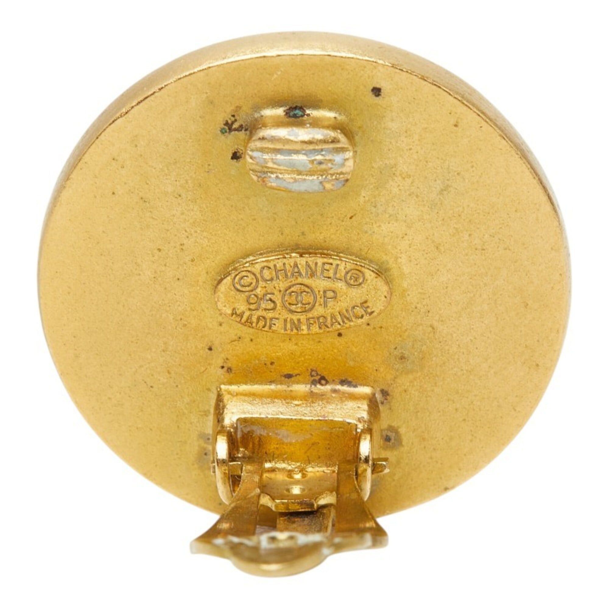 Chanel Chanel Coco Mark Round Earring (Single Earring) Gold Black Plated Women's CHANEL Size ONE SIZE - 3 Thumbnail