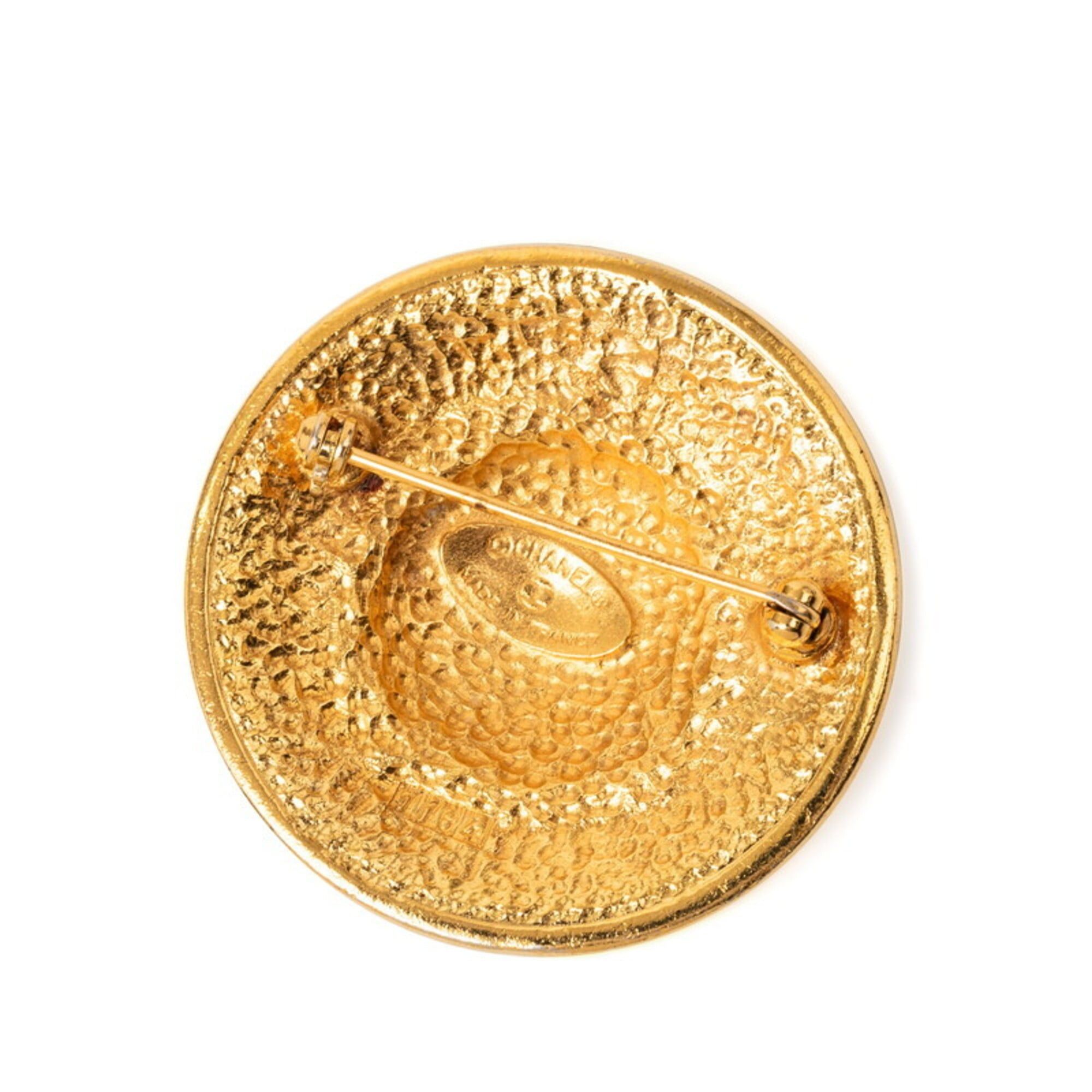 Chanel Chanel Logo Vintage Round Brooch Gold Plated Women's CHANEL Size ONE SIZE - 2 Thumbnail