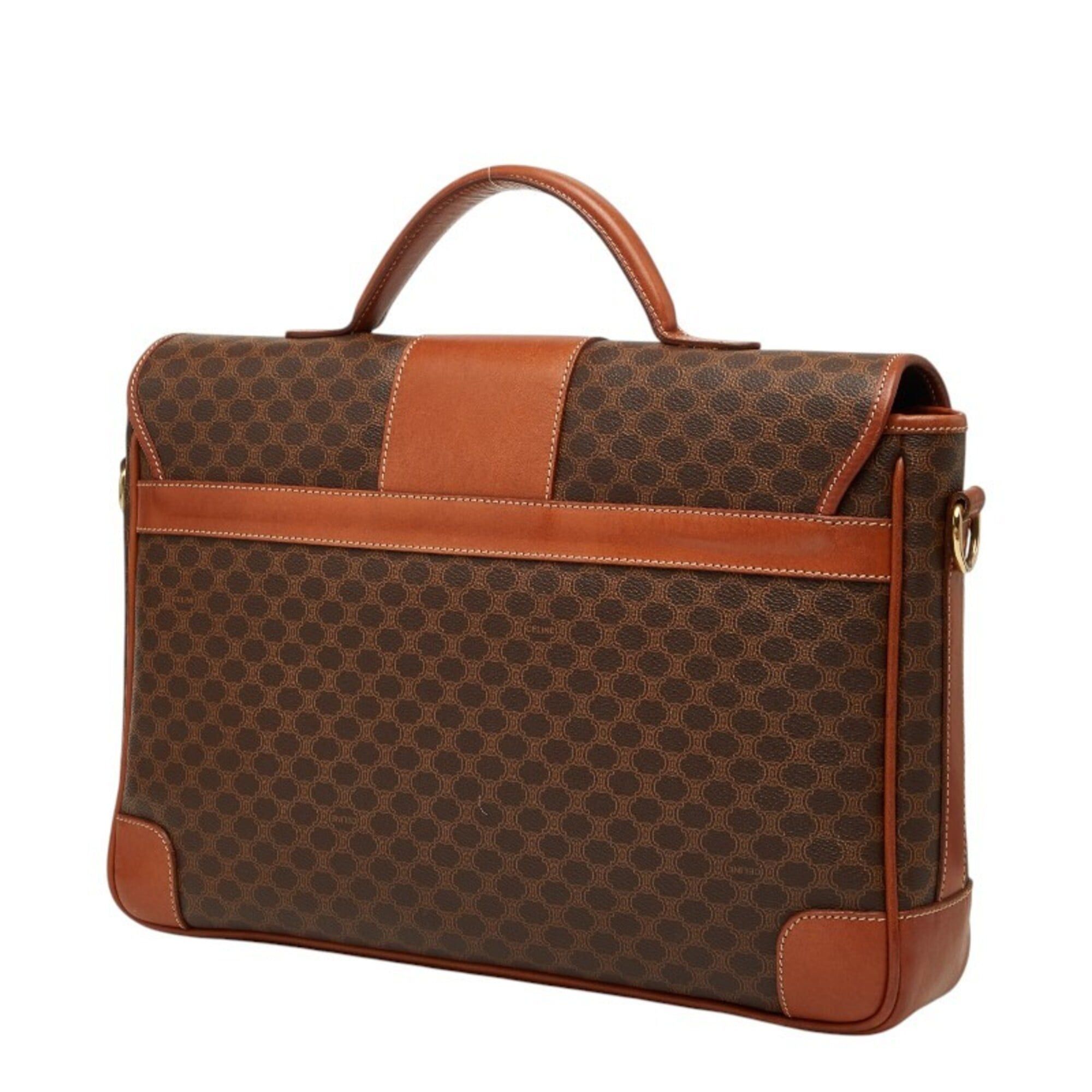 Celine Celine Macadam Handbag Shoulder Business Bag 2WAY Brown Leather Women's CELINE Size ONE SIZE - 2 Thumbnail