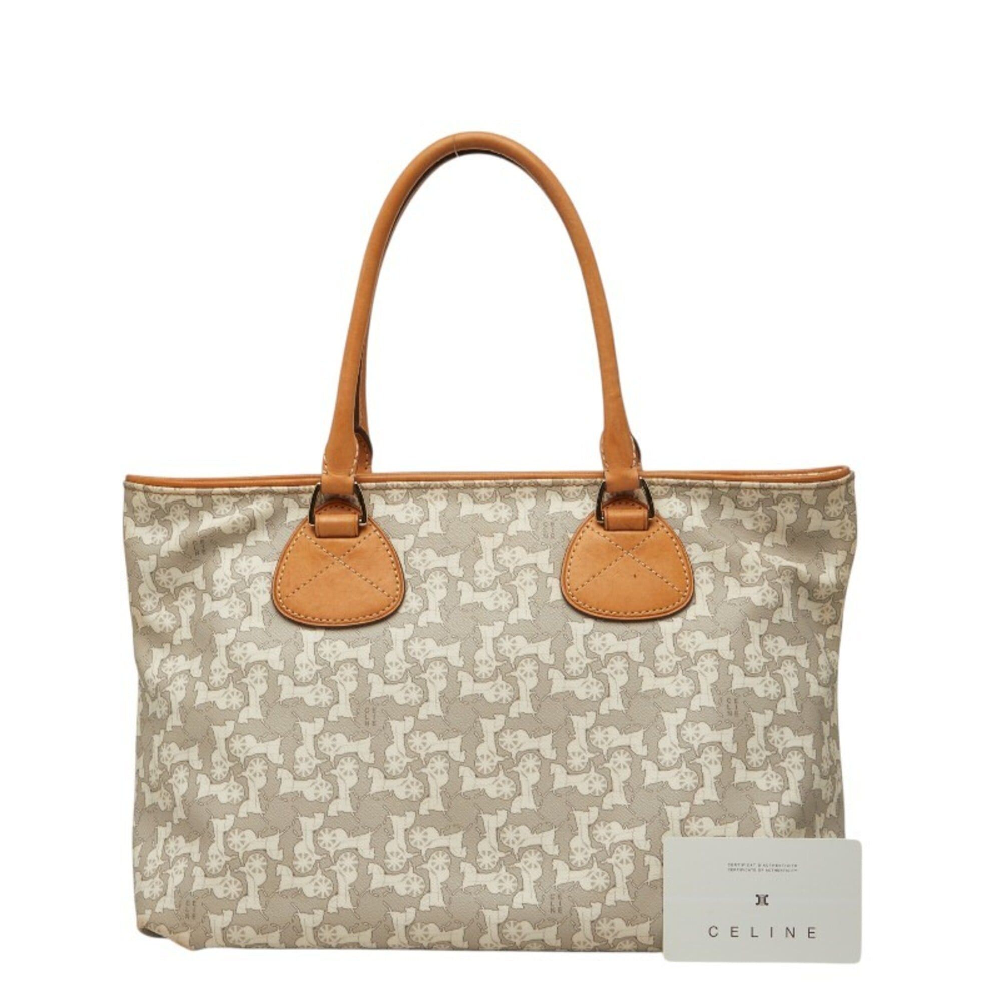 Celine Celine carriage pattern handbag, gray and white leather, women's. Size ONE SIZE - 13 Thumbnail