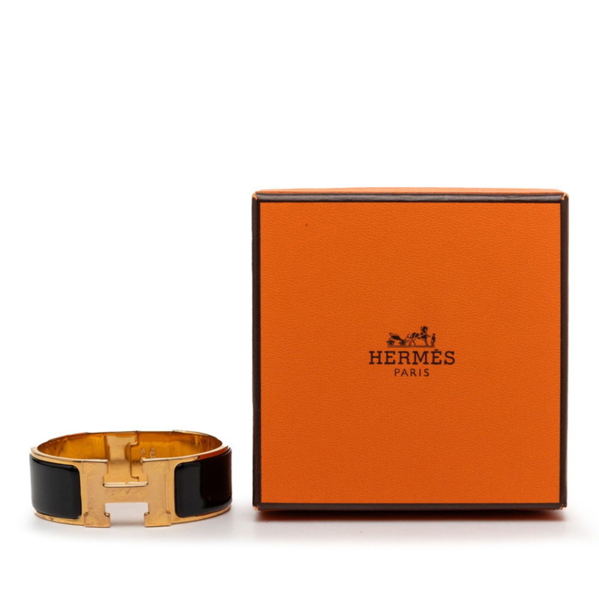 Hermes Hermes Clic Clac H GM Bracelet, Gold, Black Plated, Enamel, Women's HERMES Size ONE SIZE - 6 Thumbnail