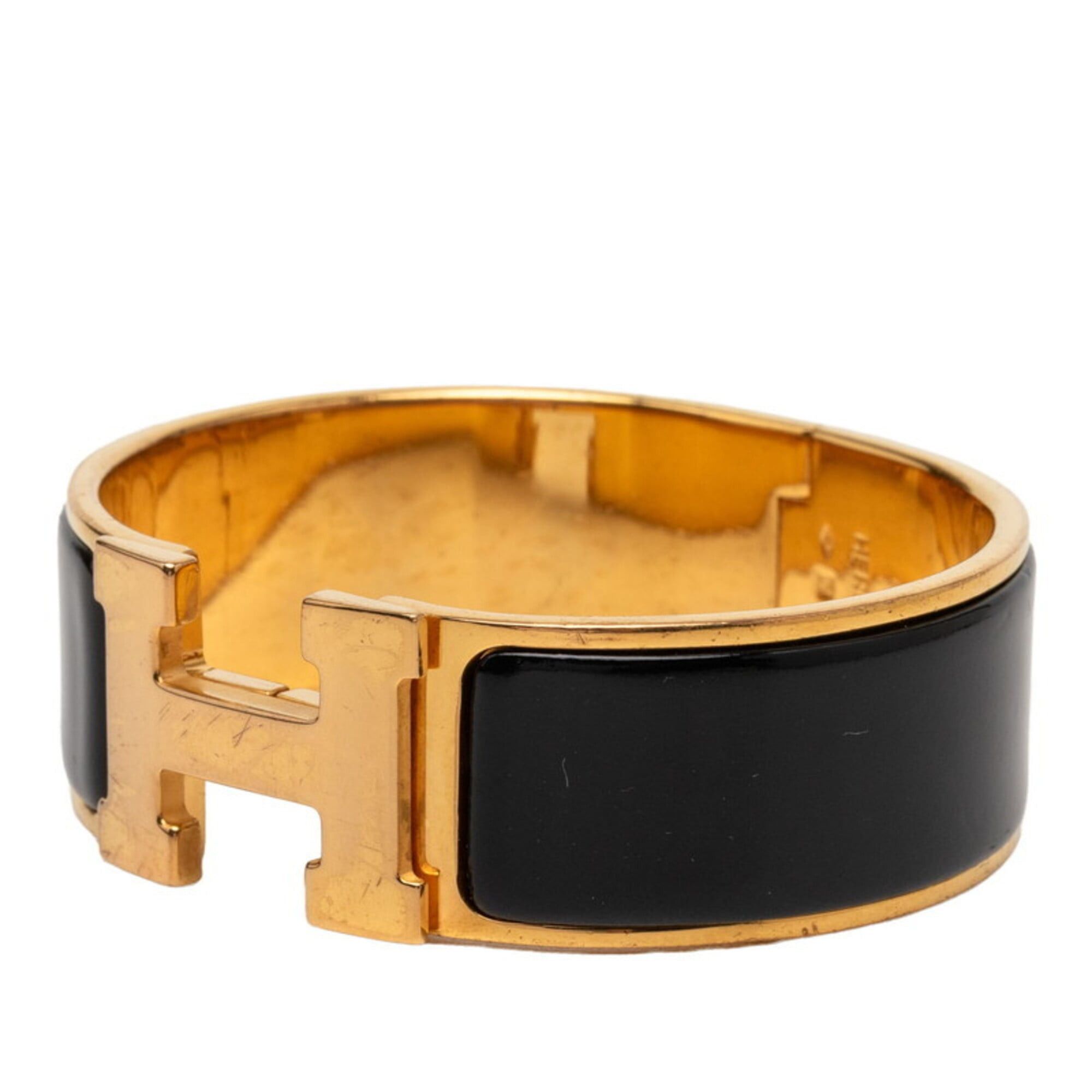 Hermes Hermes Clic Clac H GM Bracelet, Gold, Black Plated, Enamel, Women's HERMES Size ONE SIZE - 2 Thumbnail