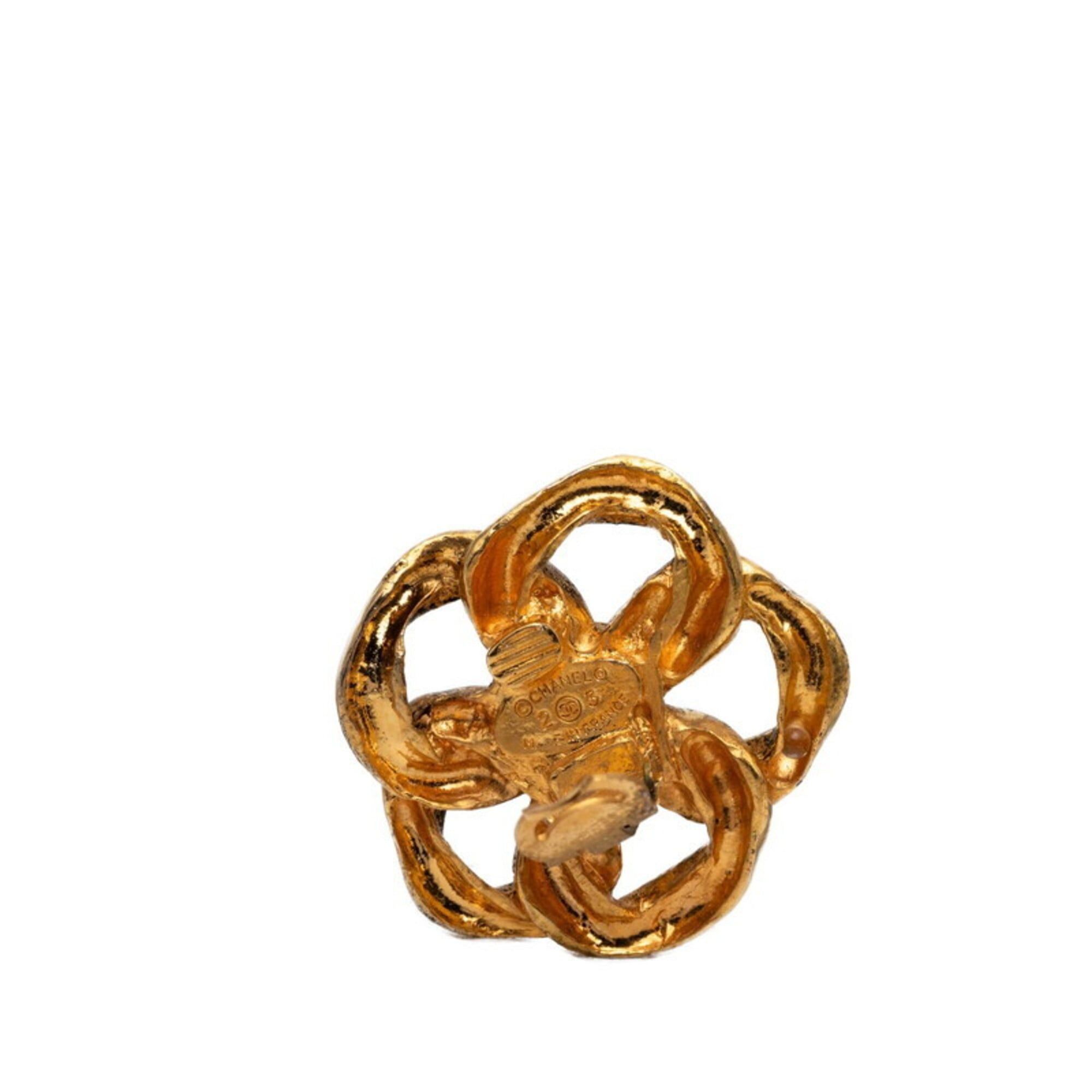 Chanel Chanel Coco Mark Vintage Flower Earrings, Size 23, Gold Plated, Women's CHANEL Size ONE SIZE - 4 Thumbnail
