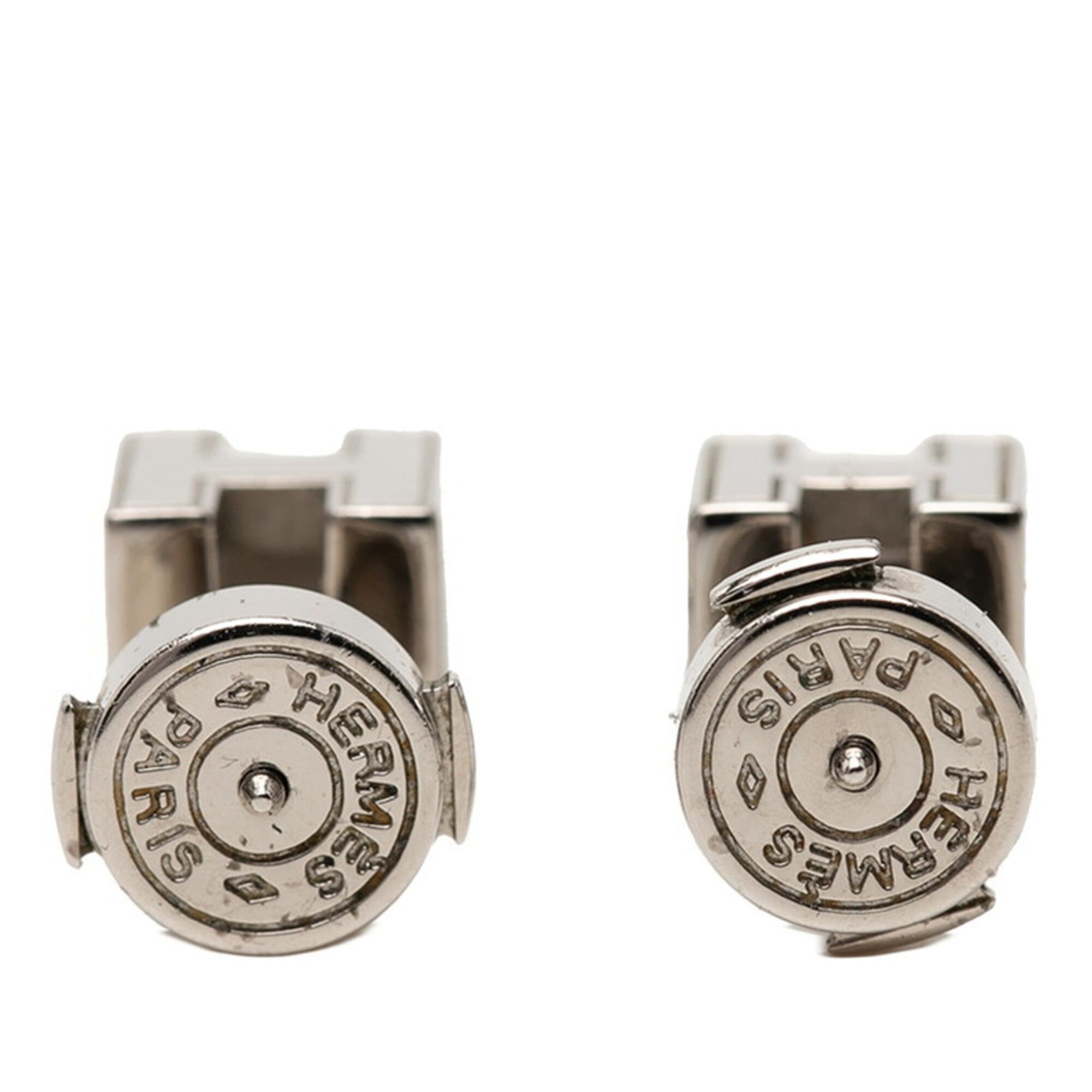 Hermes Hermes Cage d'H H-Cube Logo Stud Earrings, Silver, Blue-Green Metal, Women's HERMES Size ONE SIZE - 2 Thumbnail