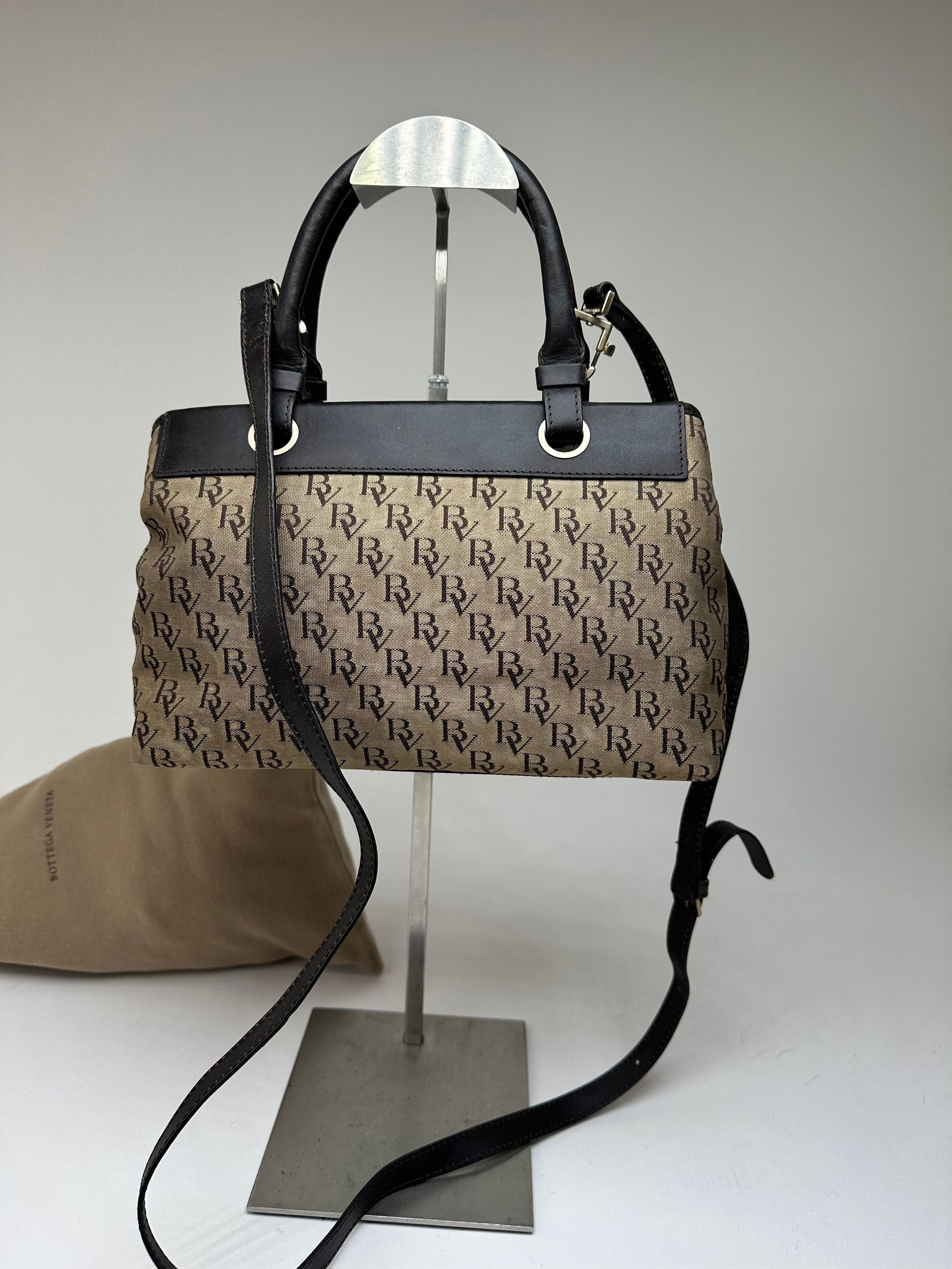 Bottega Veneta Vintage BV Monogram Canvas Handbag Beige Size ONE SIZE - 10 Thumbnail