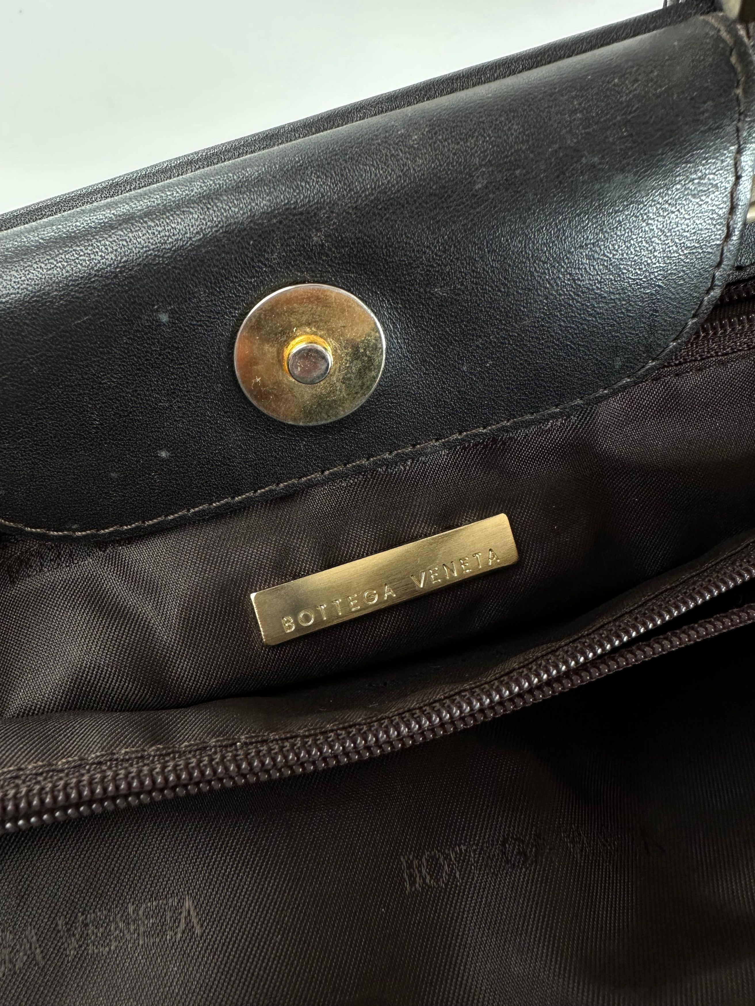 Bottega Veneta Vintage BV Monogram Canvas Handbag Beige Size ONE SIZE - 4 Thumbnail