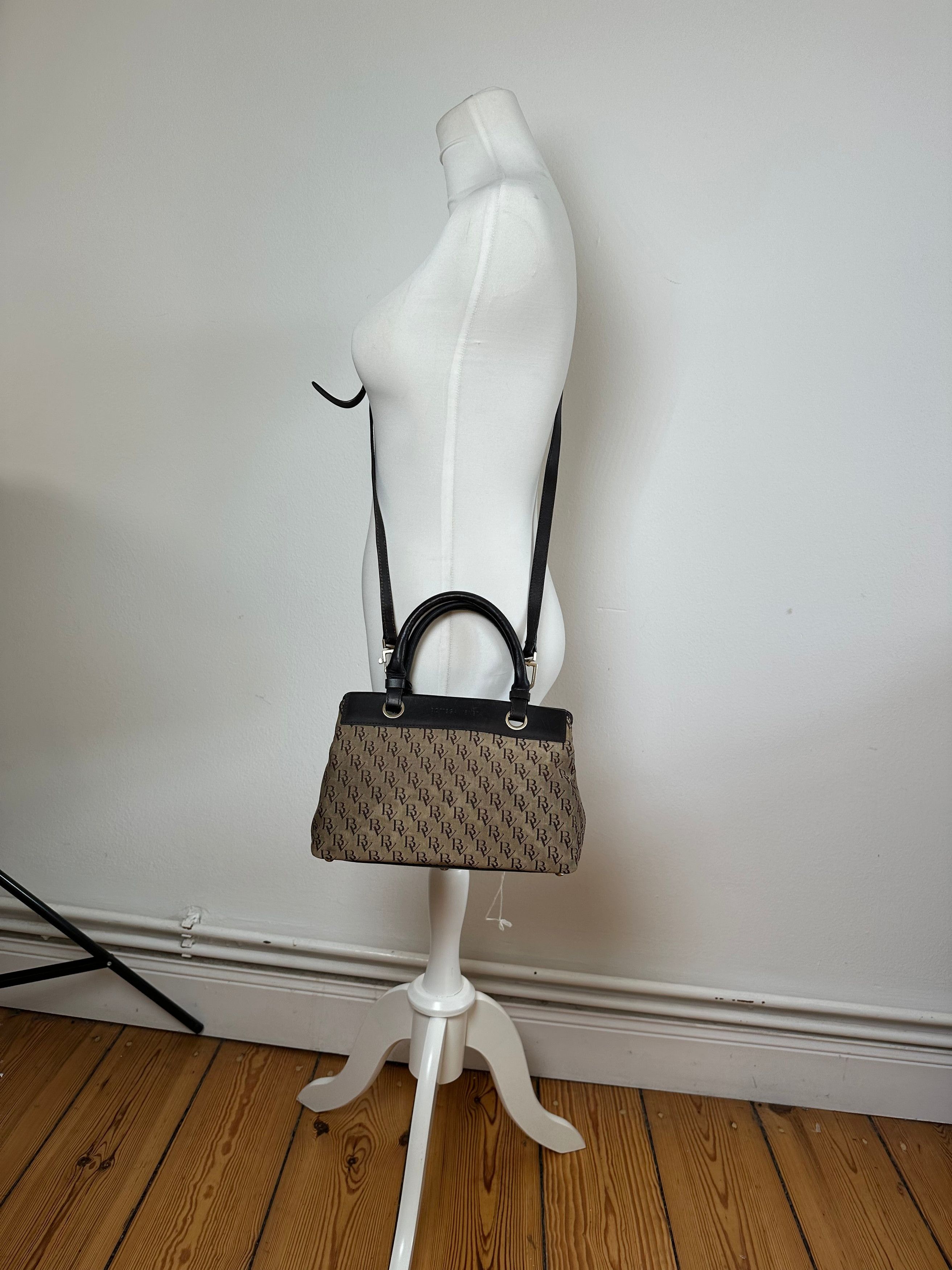 Bottega Veneta Vintage BV Monogram Canvas Handbag Beige Size ONE SIZE - 6 Thumbnail
