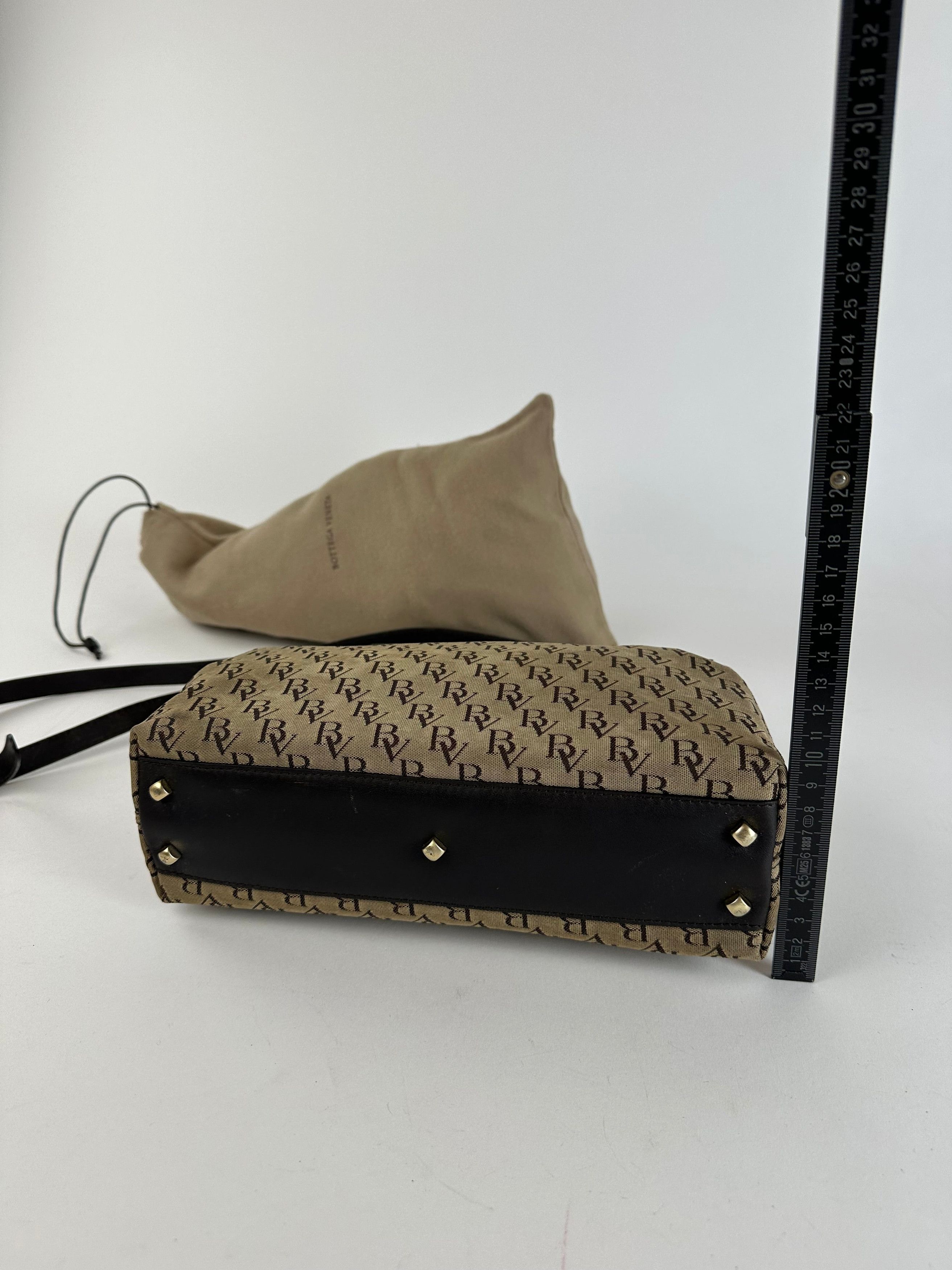 Bottega Veneta Vintage BV Monogram Canvas Handbag Beige Size ONE SIZE - 13 Thumbnail