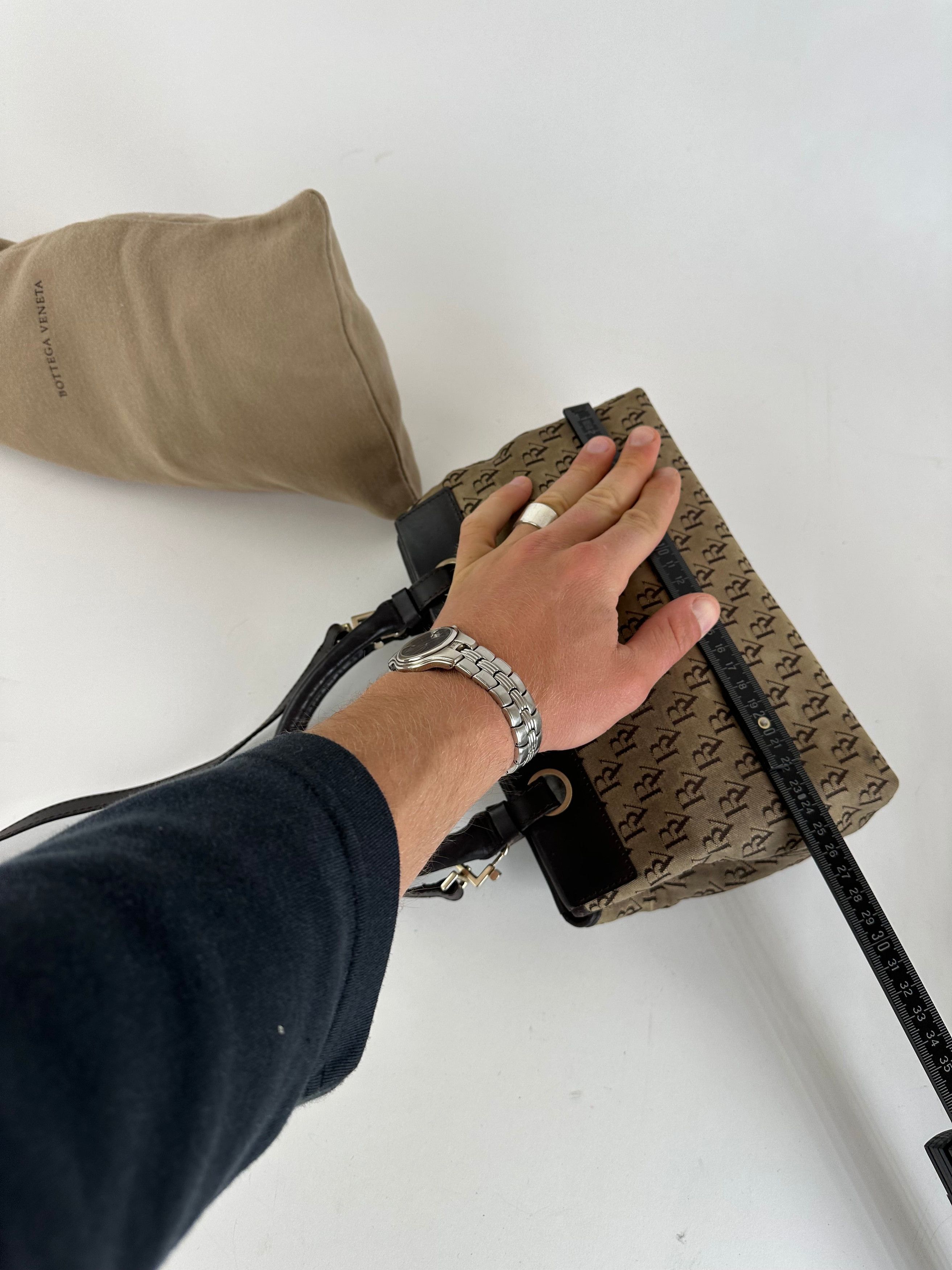Bottega Veneta Vintage BV Monogram Canvas Handbag Beige Size ONE SIZE - 11 Thumbnail
