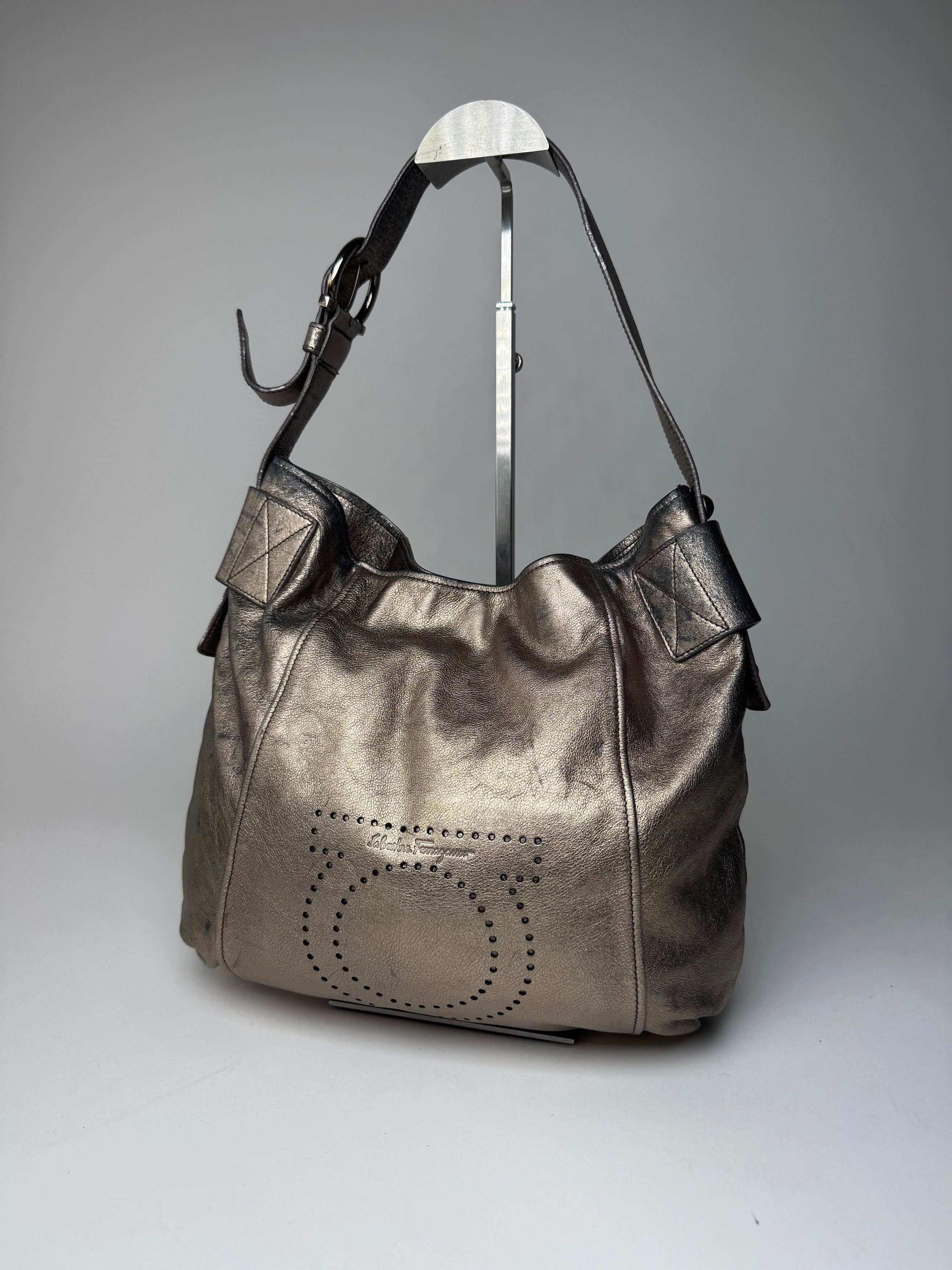 Salvatore Ferragamo Vintage Leather Handbag Bronze Golden Size ONE SIZE - 7 Thumbnail