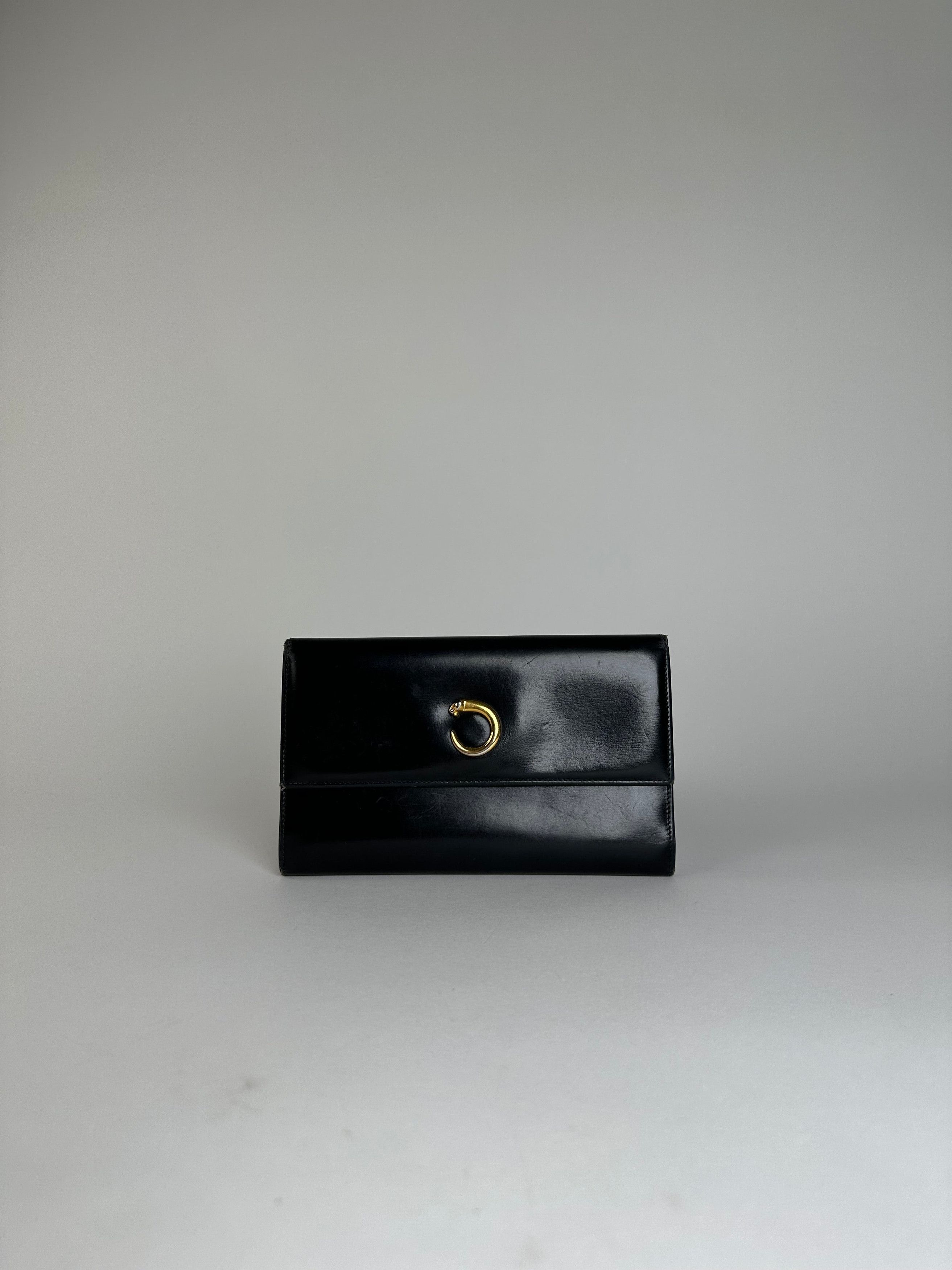 Cartier Vintage Panthère Continental Wallet Black Leather Size ONE SIZE - 13 Thumbnail