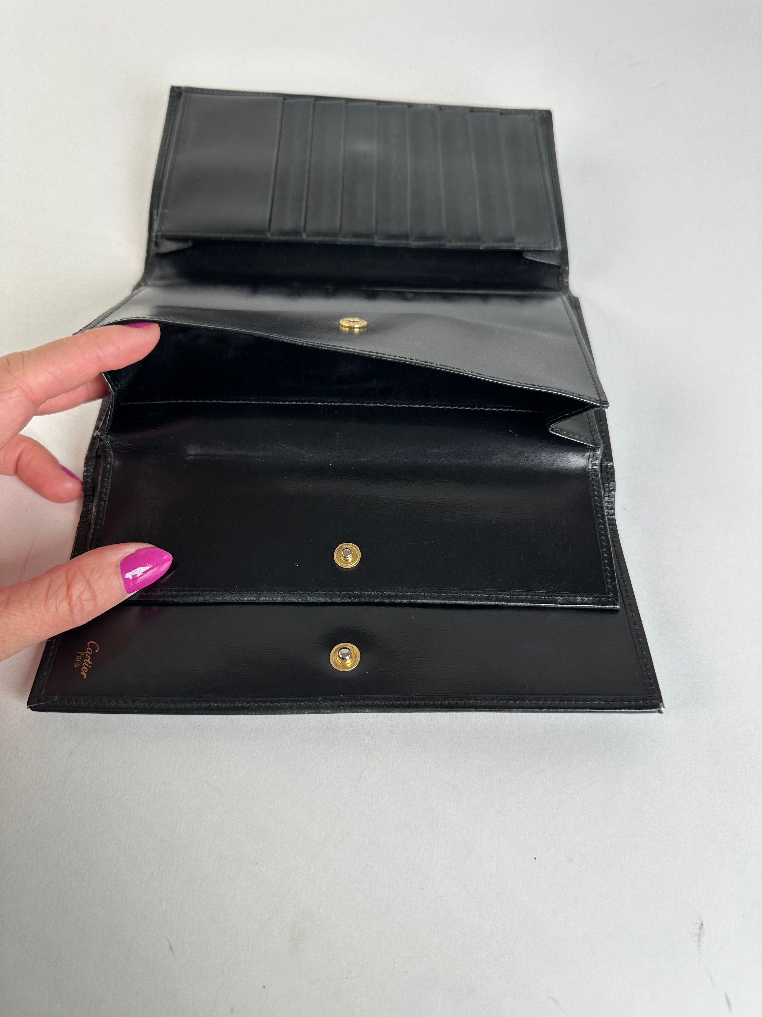 Cartier Vintage Panthère Continental Wallet Black Leather Size ONE SIZE - 5 Thumbnail