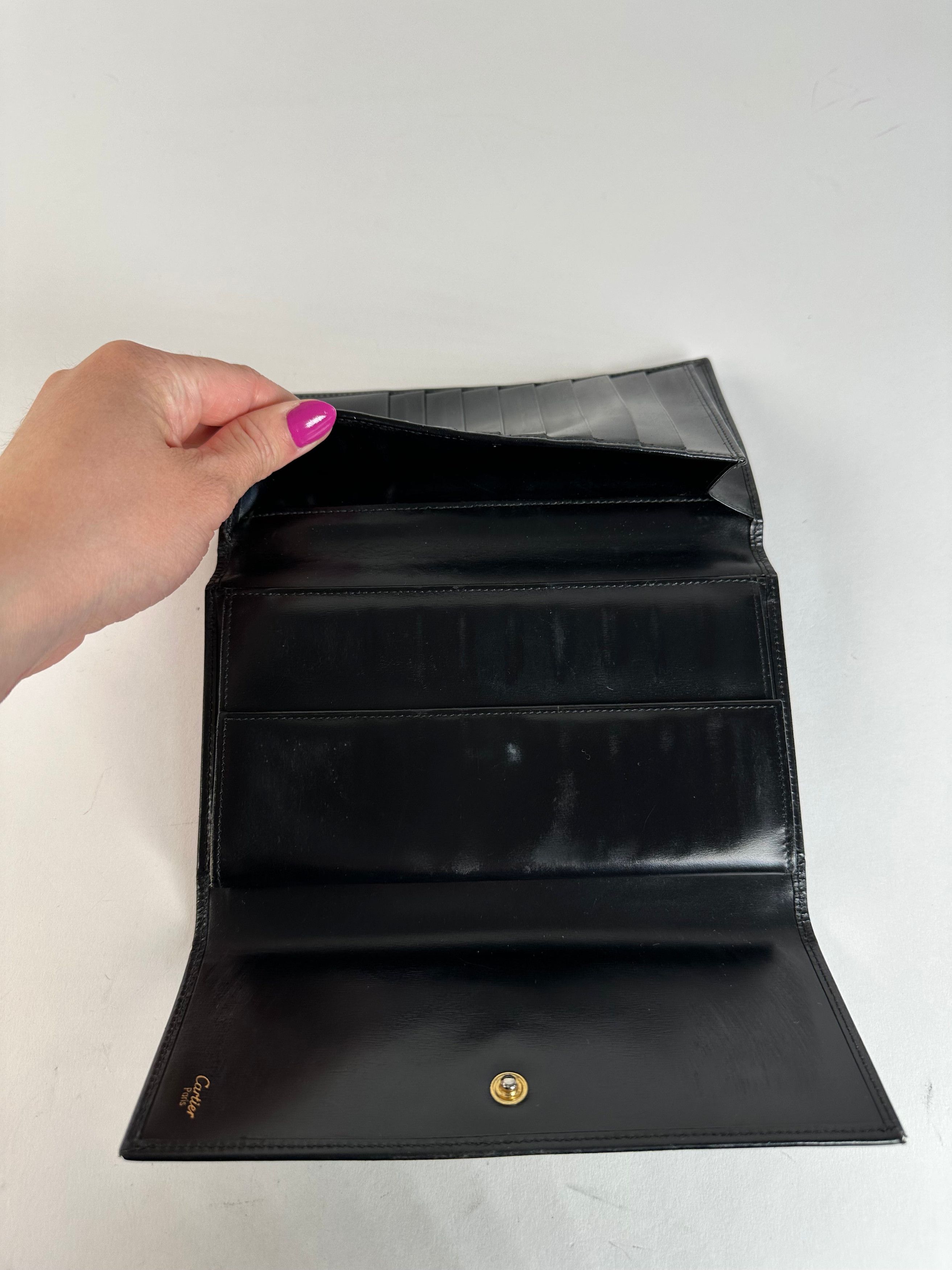 Cartier Vintage Panthère Continental Wallet Black Leather Size ONE SIZE - 7 Thumbnail