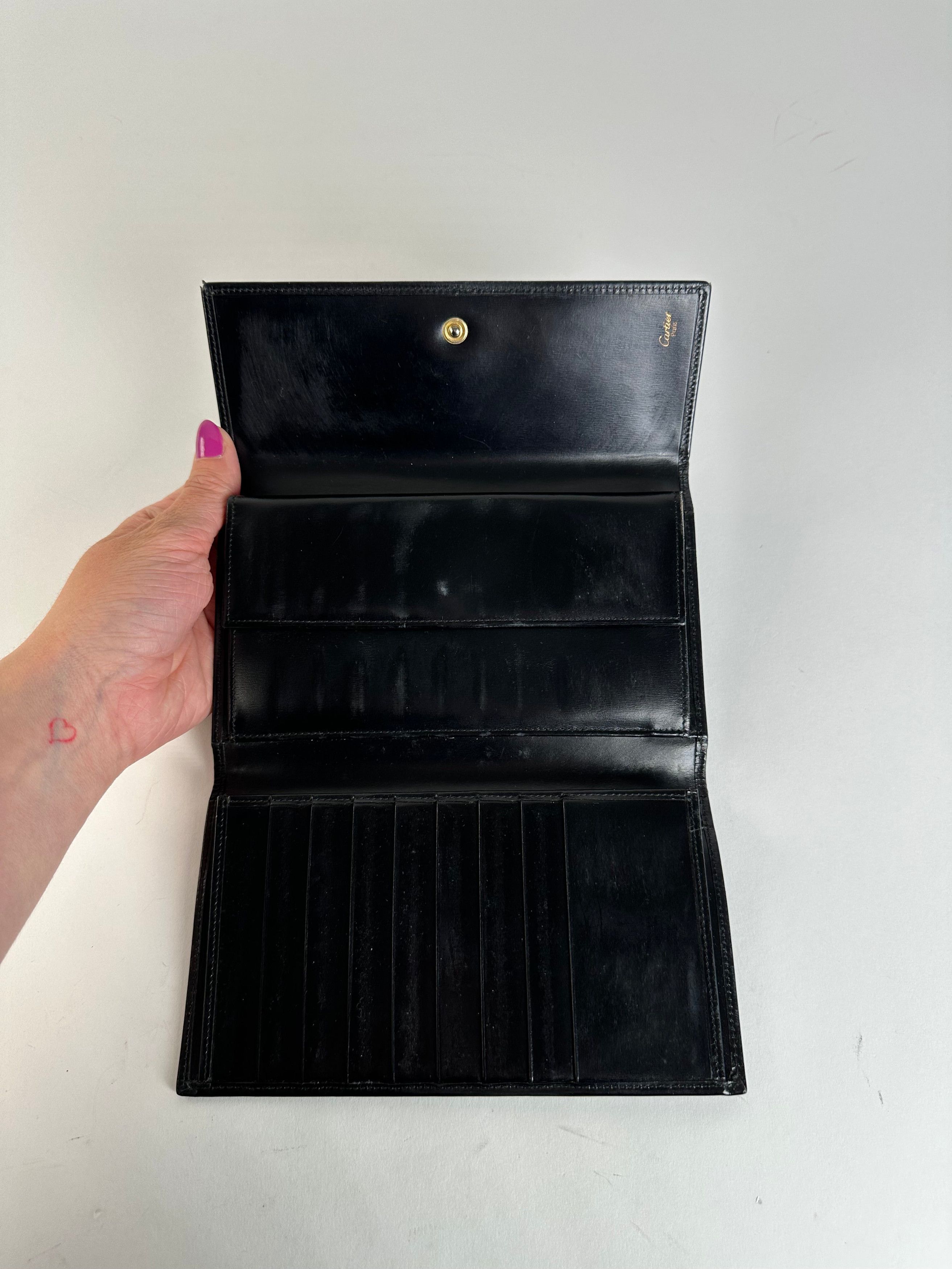 Cartier Vintage Panthère Continental Wallet Black Leather Size ONE SIZE - 3 Thumbnail