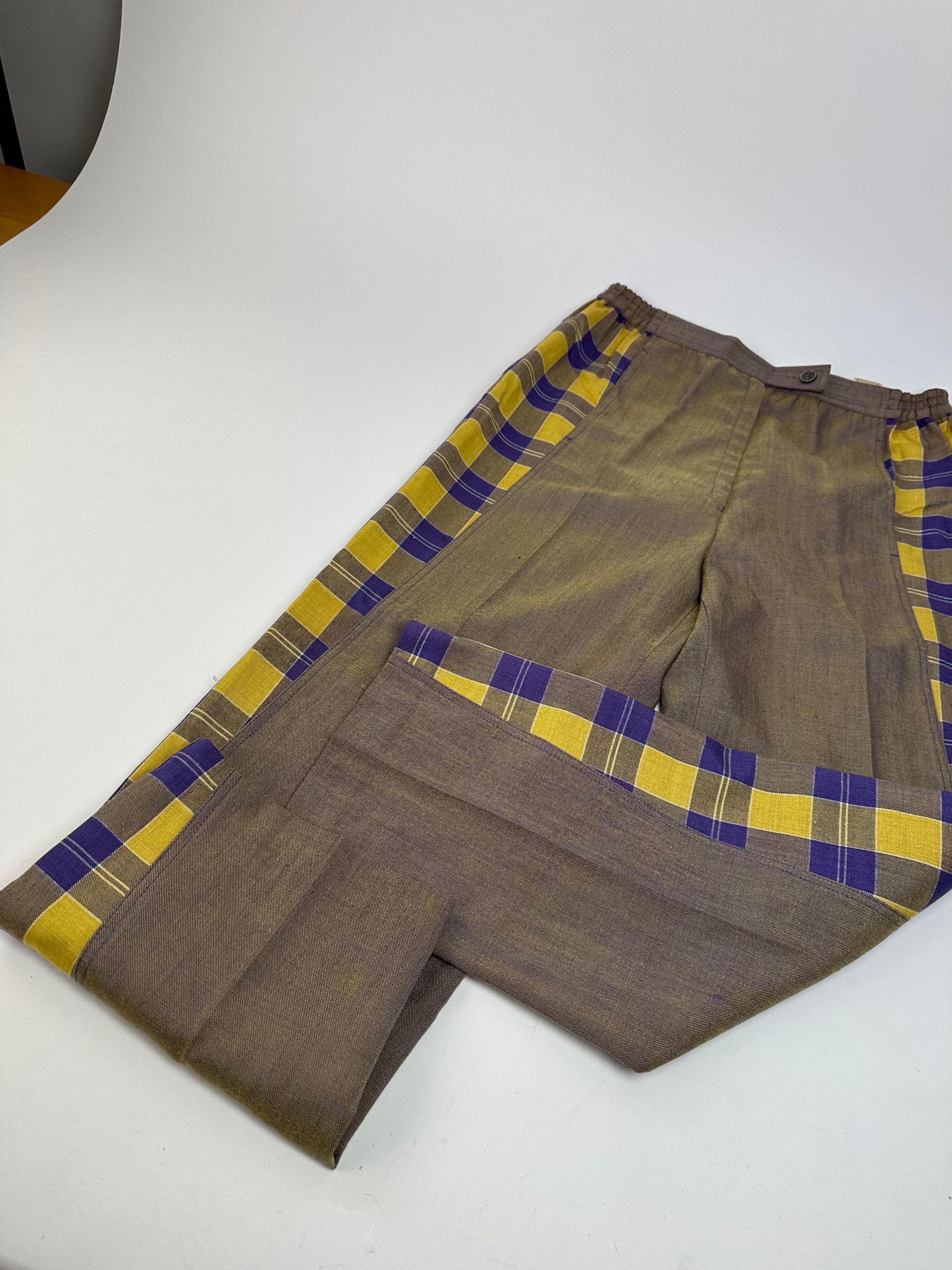 Dior Vintage Tartan Panel Trousers Cotton Multicolour M Size 30" / US 8 / IT 44 - 6 Thumbnail