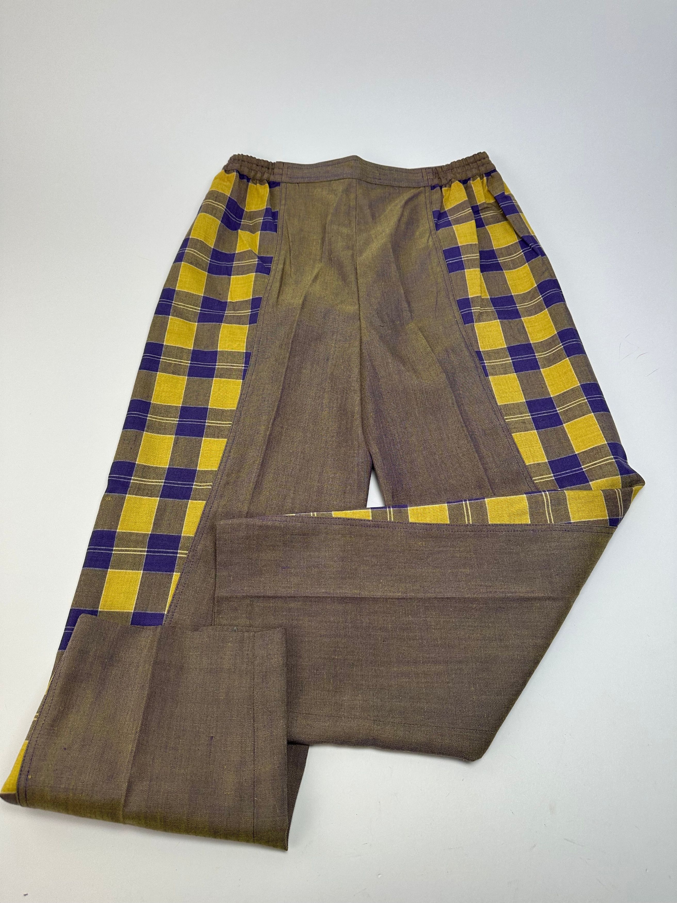 Dior Vintage Tartan Panel Trousers Cotton Multicolour M Size 30" / US 8 / IT 44 - 2 Thumbnail