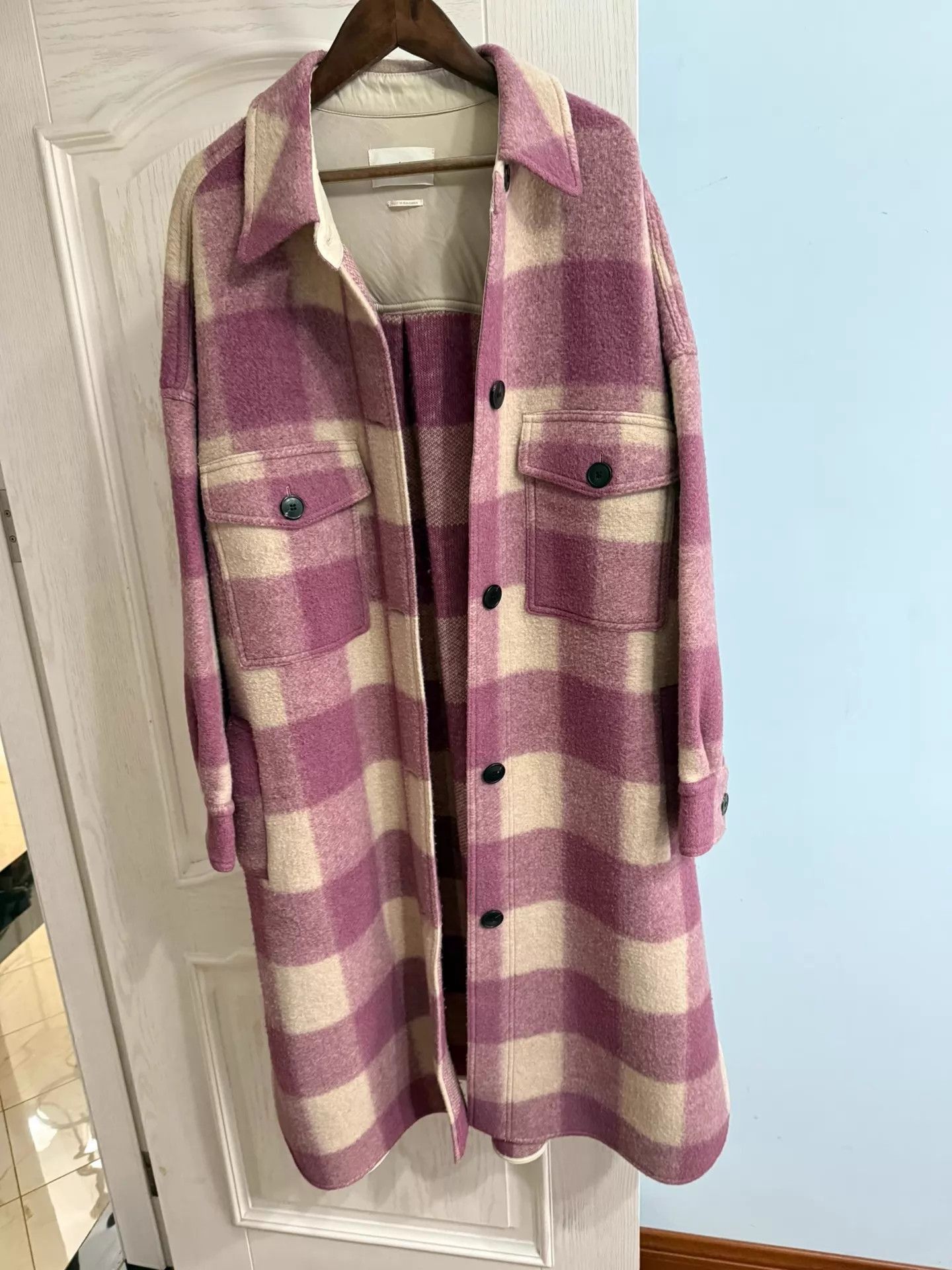 Isabel Marant Etoile Pink Checkered Long Coat Size XS Size US XS / EU 42 / 0 - 3 Thumbnail