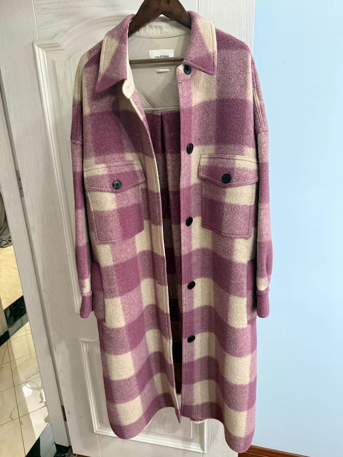 Isabel Marant Etoile Pink Checkered Long Coat Size XS Size US XS / EU 42 / 0 - 2 Thumbnail