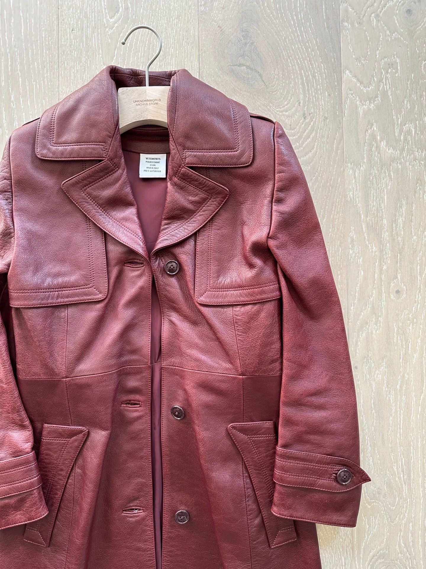 Vetements Red Leather Long Coat - Size S Size US S / EU 44-46 / 1 - 2 Thumbnail
