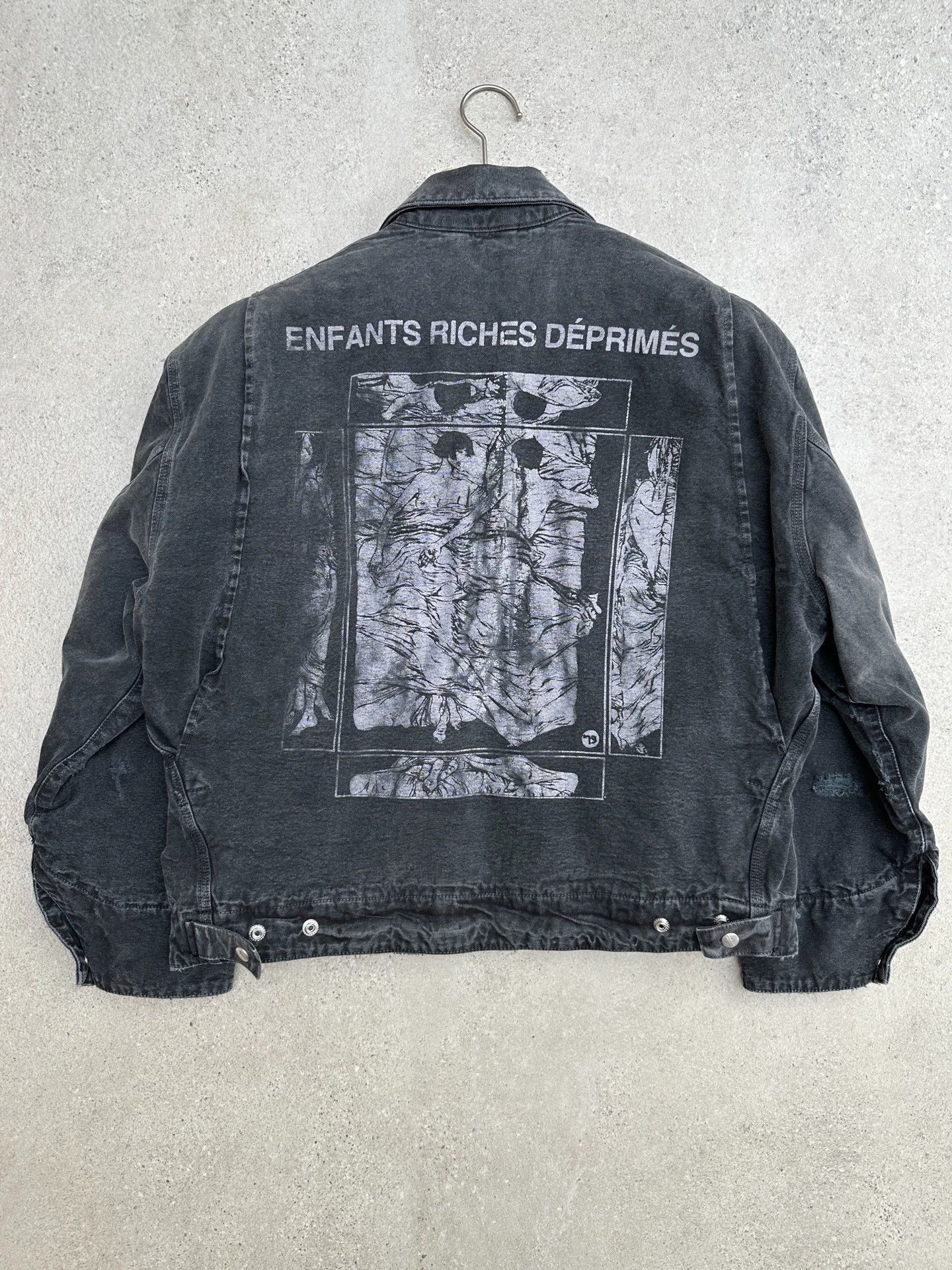 Enfants Riches Deprimes Black Distressed Denim Jacket with Zip Closure Size US L / EU 52-54 / 3 - 5 Thumbnail