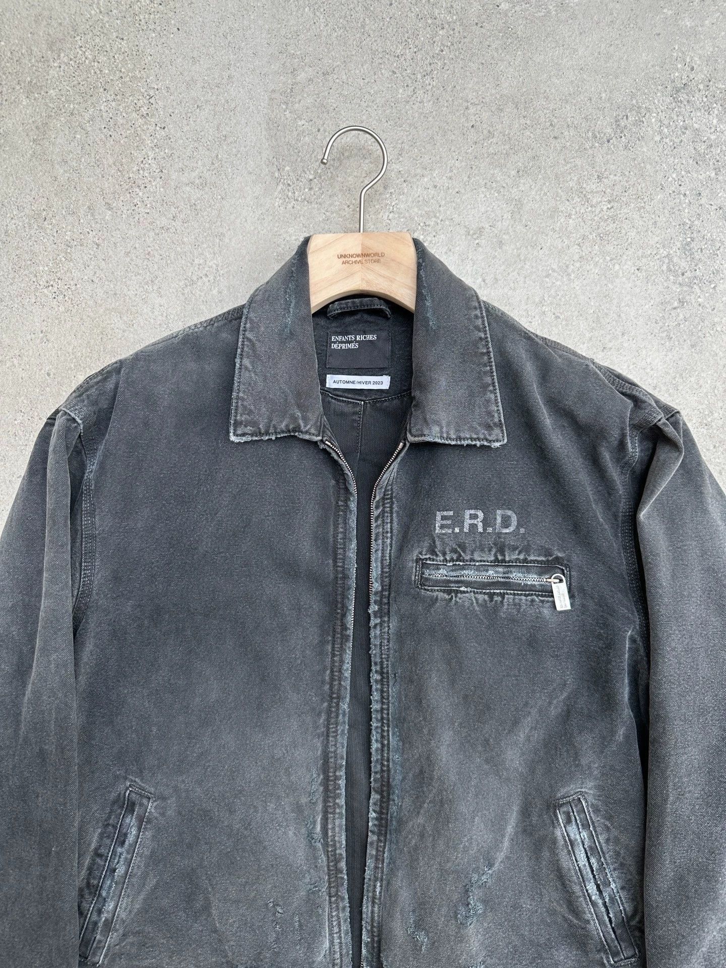 Enfants Riches Deprimes Black Distressed Denim Jacket with Zip Closure Size US L / EU 52-54 / 3 - 2 Thumbnail