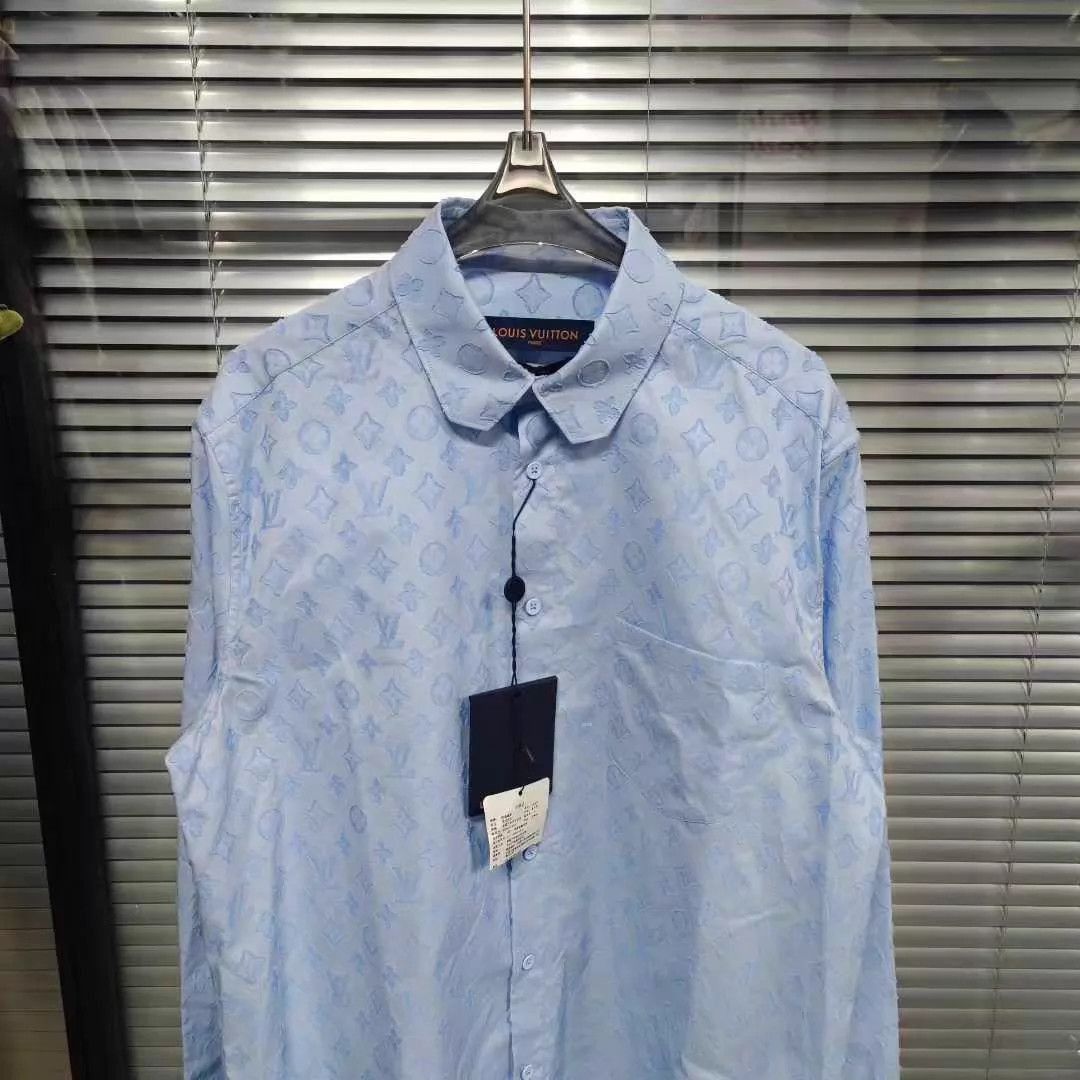 Louis Vuitton Blue Patterned Long-Sleeve Button-Up Shirt Size US M / EU 48-50 / 2 - 2 Thumbnail