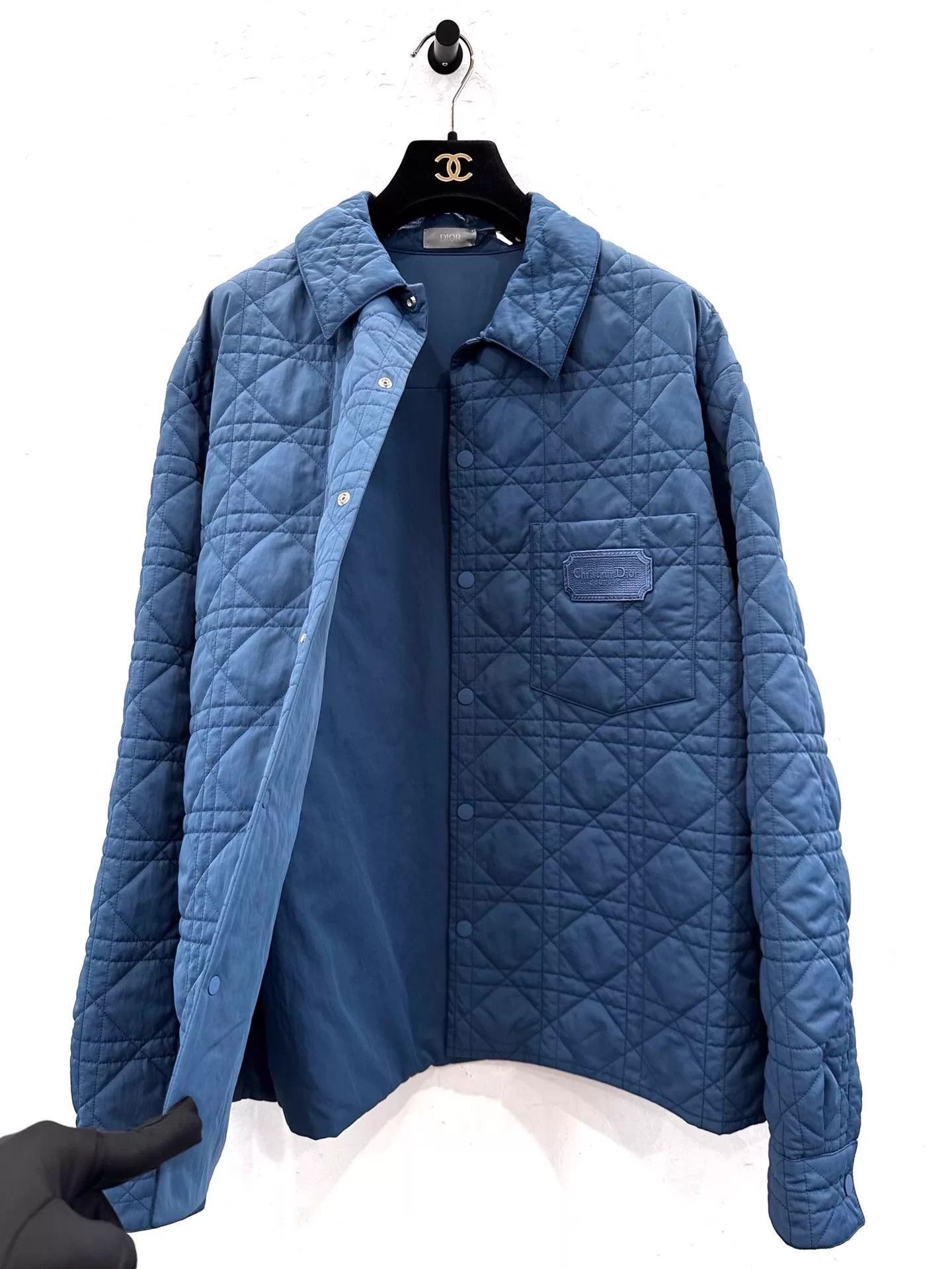 Dior Blue Quilted Button-Up Shirt Size US M / EU 48-50 / 2 - 4 Thumbnail