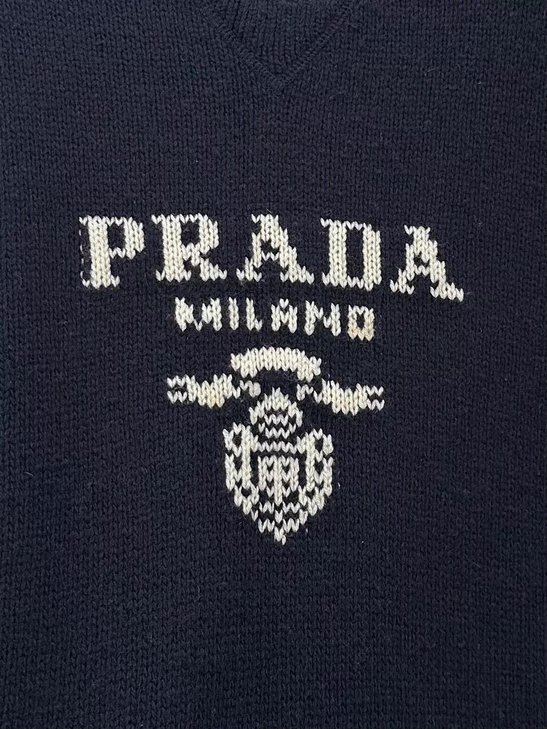Prada Blue Logo Embroidered Long Sleeve Sweater Size US L / EU 52-54 / 3 - 4 Thumbnail
