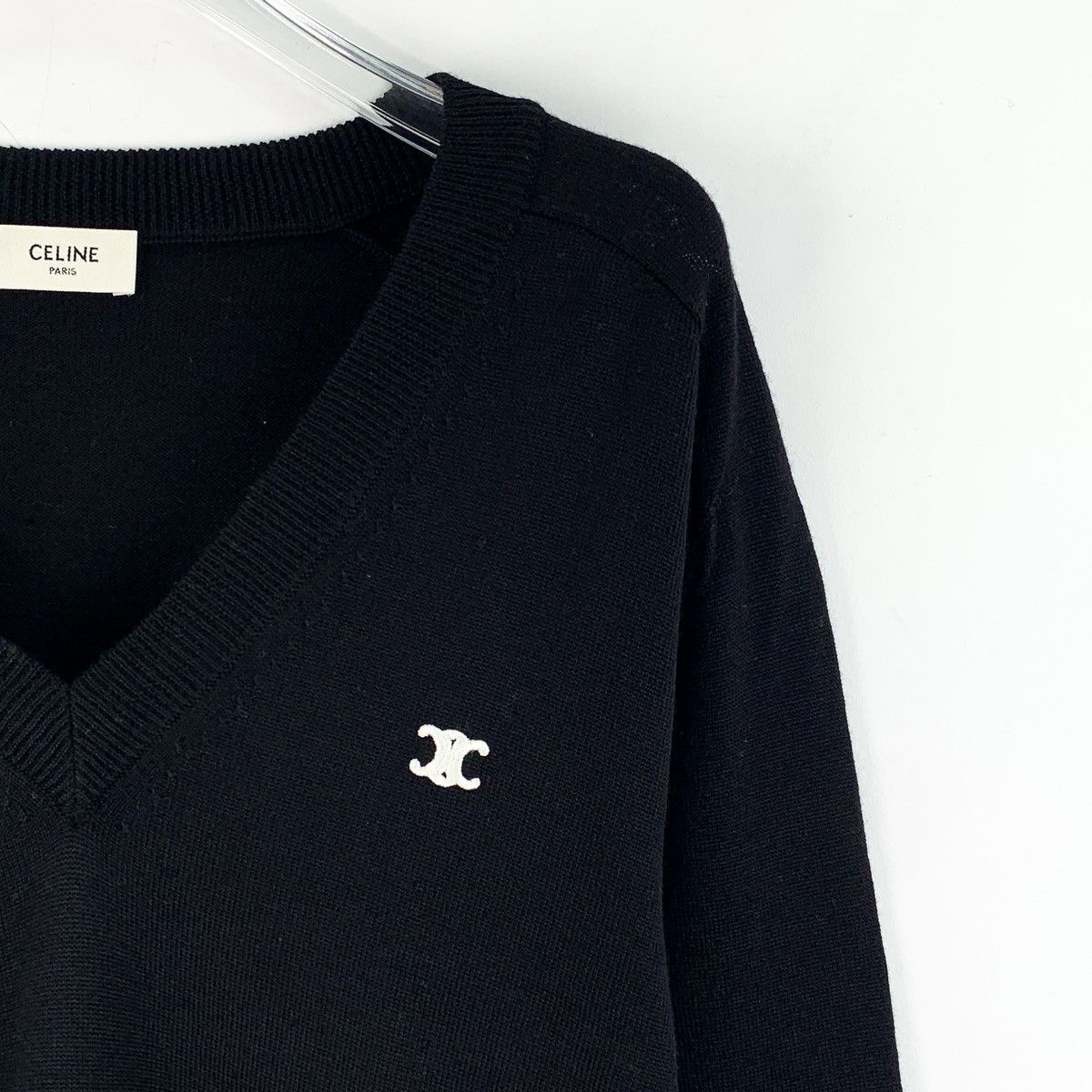 Celine Black V-Neck Long Sleeve Sweater Size US S / EU 44-46 / 1 - 3 Thumbnail