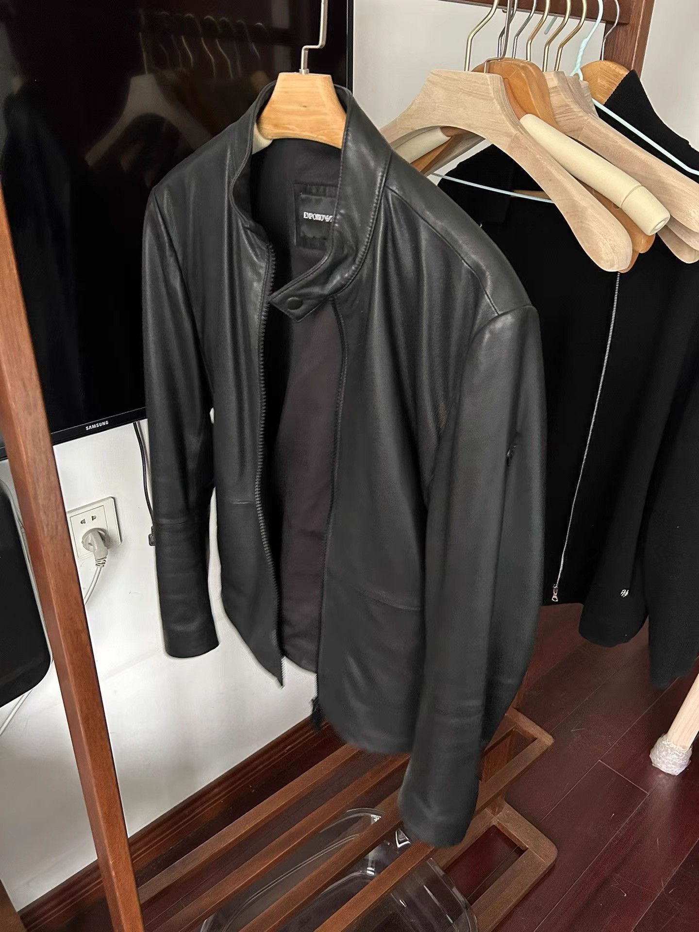 Armani Black Leather Zip-Up Jacket Size US S / EU 44-46 / 1 - 3 Thumbnail