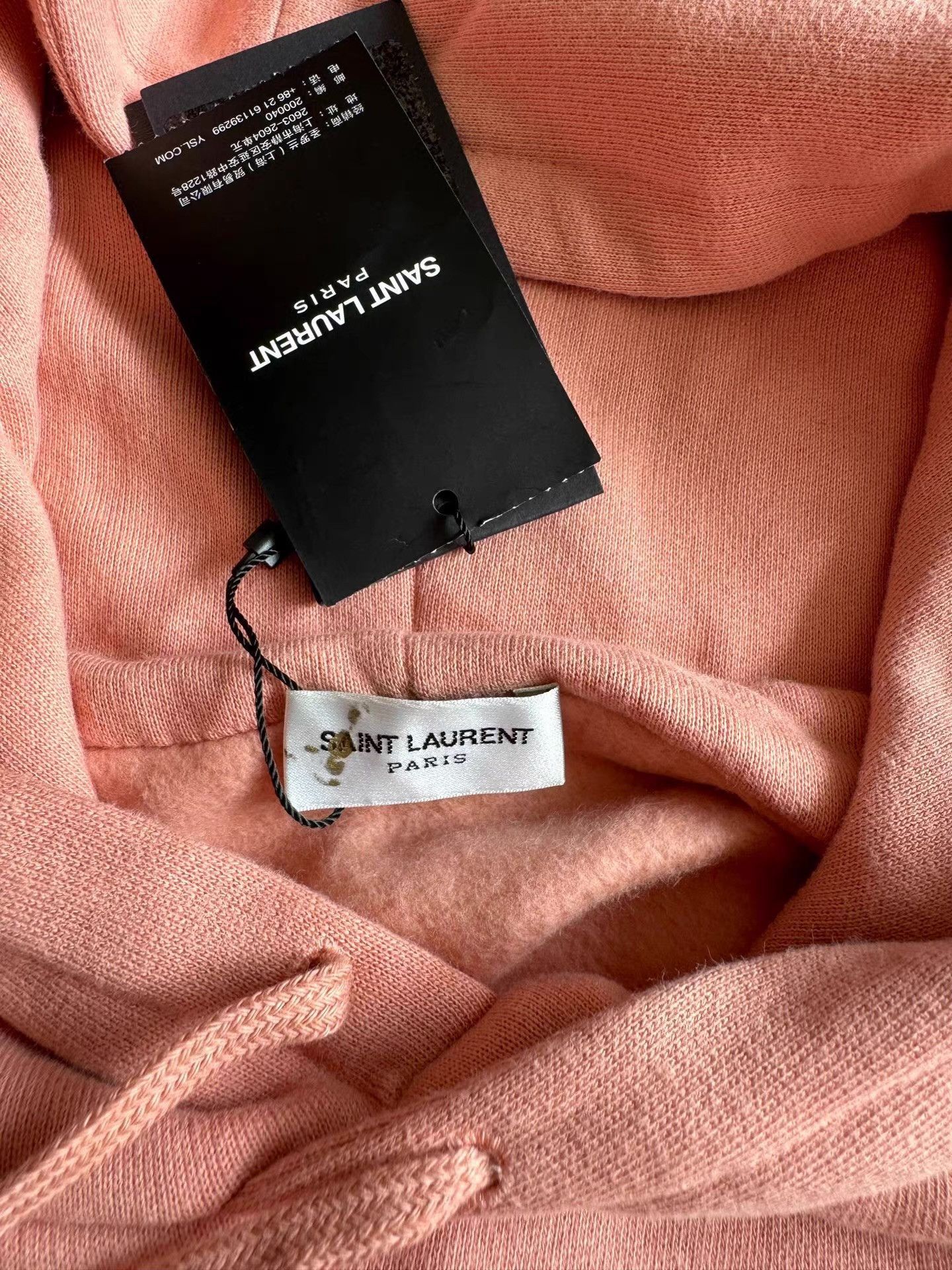 Saint Laurent Paris Pink Hoodie with Drawstring and Front Pocket Size US XL / EU 56 / 4 - 5 Thumbnail