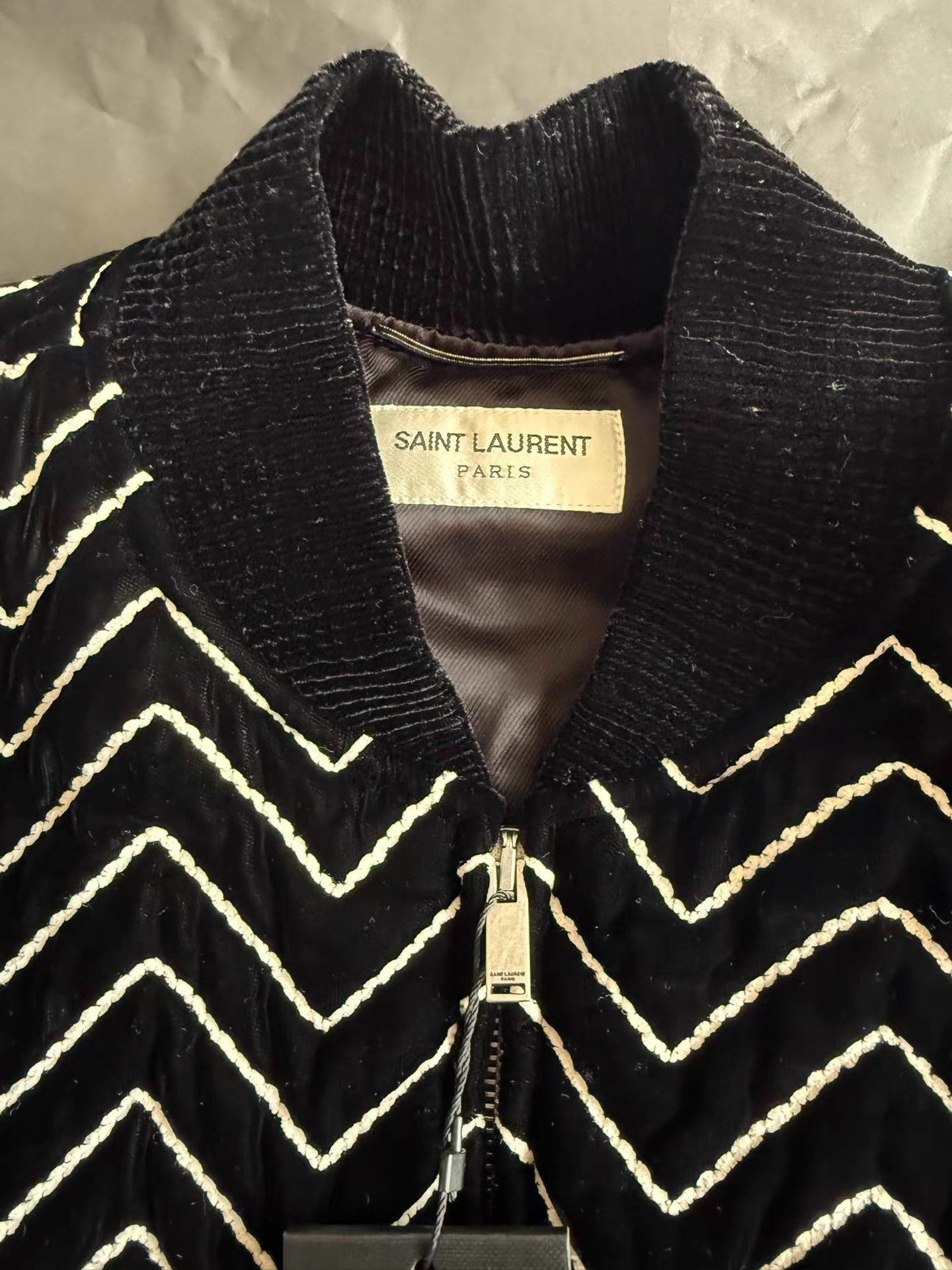 Saint Laurent Paris Zigzag Pattern Multi Color Bomber Jacket Size US M / EU 48-50 / 2 - 8 Thumbnail