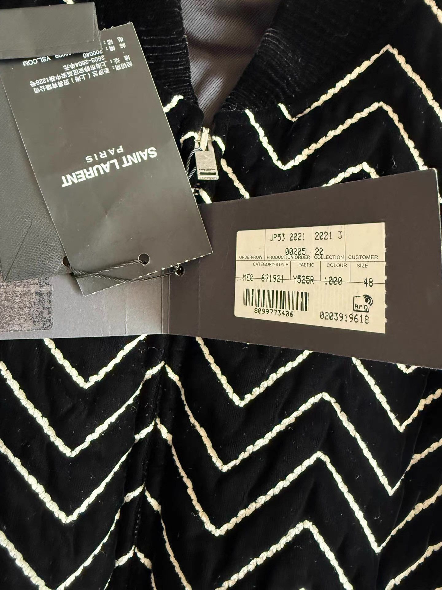 Saint Laurent Paris Zigzag Pattern Multi Color Bomber Jacket Size US M / EU 48-50 / 2 - 7 Thumbnail