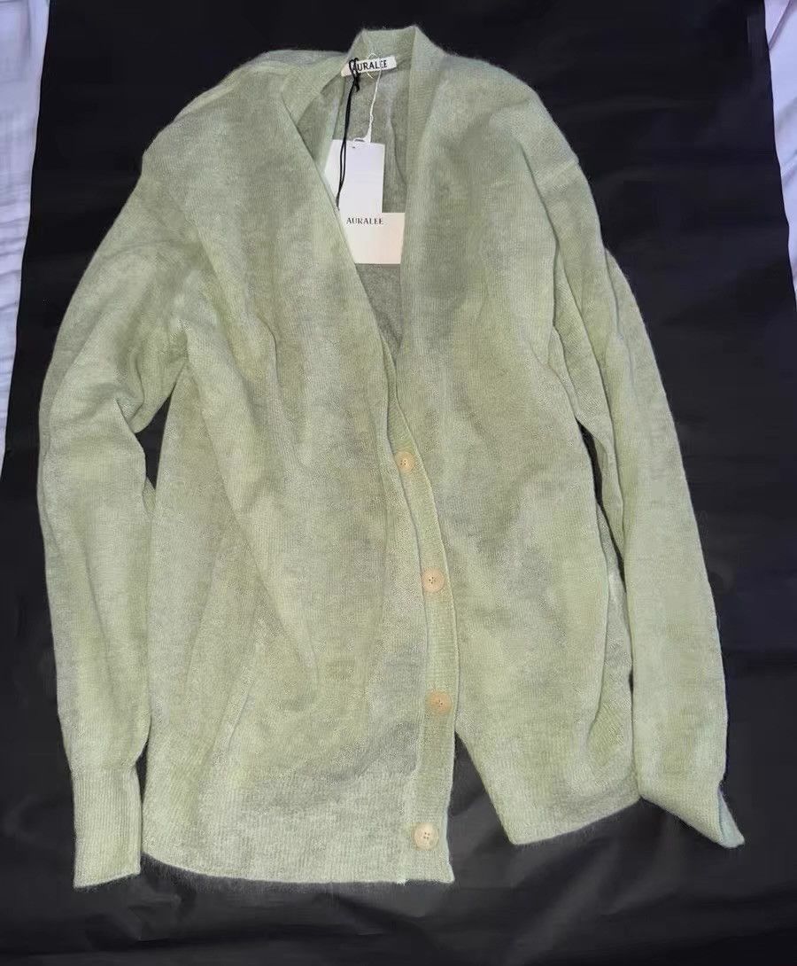 Auralee Green V-Neck Button Front Cardigan Size US S / EU 44-46 / 1 - 2 Thumbnail