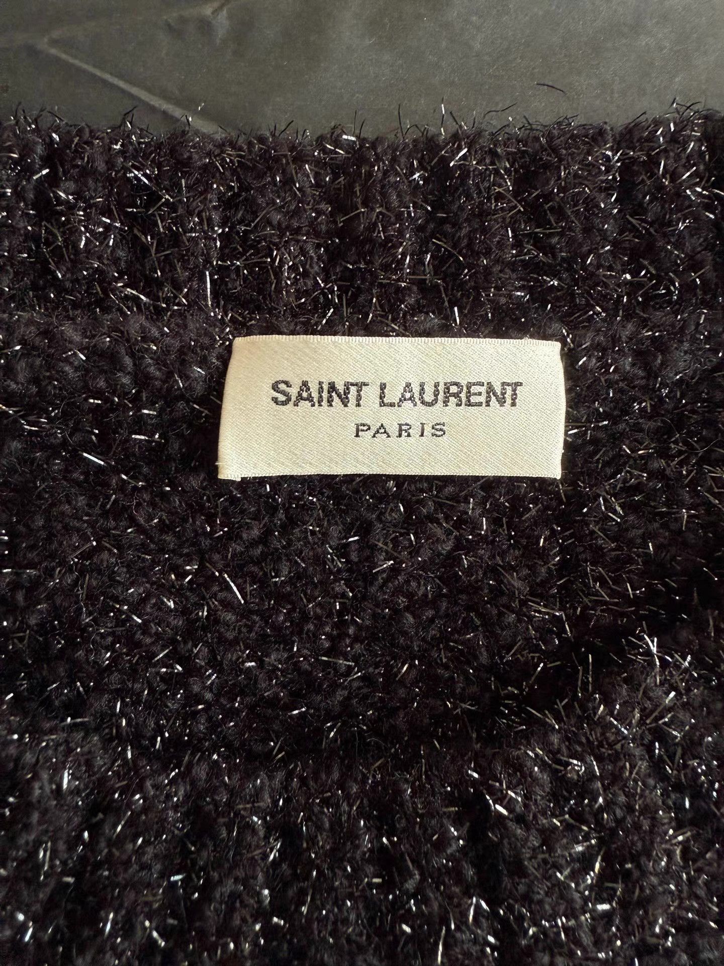 Saint Laurent Paris Black Sparkly Knit Sweater Size M Size US M / EU 48-50 / 2 - 5 Thumbnail