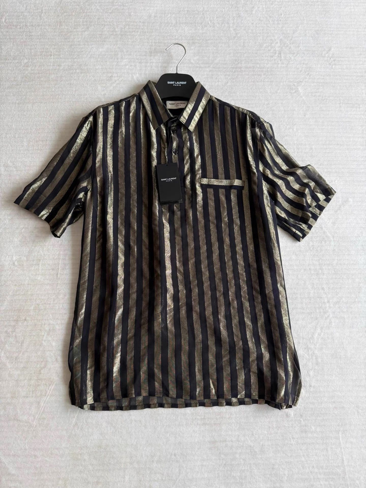 Saint Laurent Paris Multi Striped Short Sleeve Button-Up Shirt Size US L / EU 52-54 / 3 - 2 Thumbnail