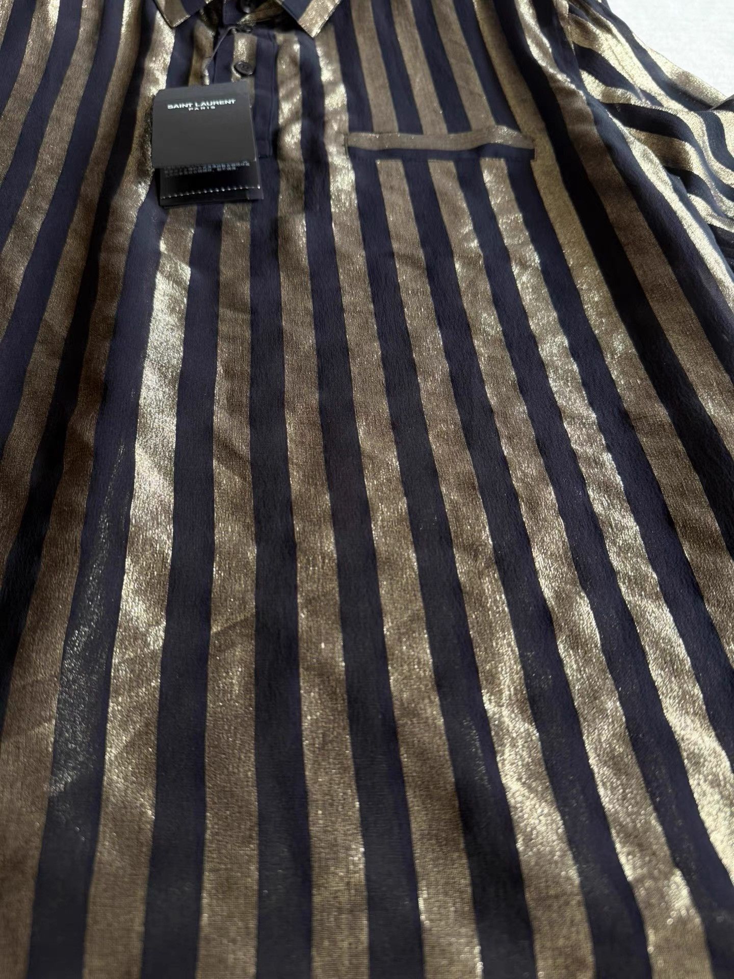 Saint Laurent Paris Multi Striped Short Sleeve Button-Up Shirt Size US L / EU 52-54 / 3 - 6 Thumbnail
