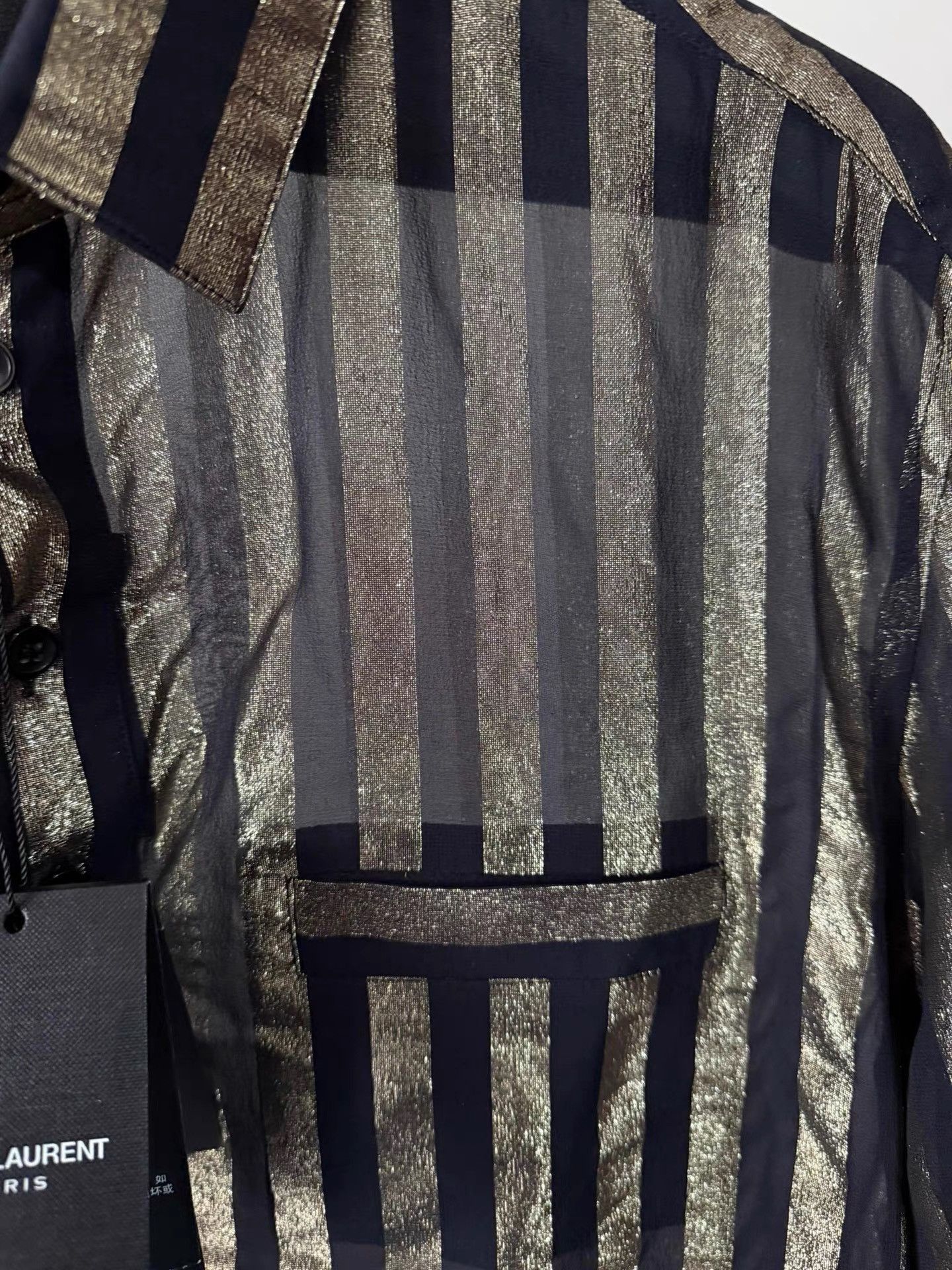 Saint Laurent Paris Multi Striped Short Sleeve Button-Up Shirt Size US L / EU 52-54 / 3 - 3 Thumbnail
