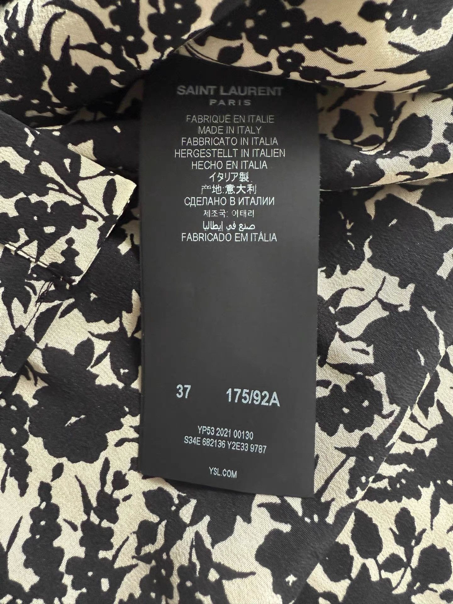 Saint Laurent Paris Black Floral Print Short Sleeve Button-Up Shirt Size US S / EU 44-46 / 1 - 8 Thumbnail