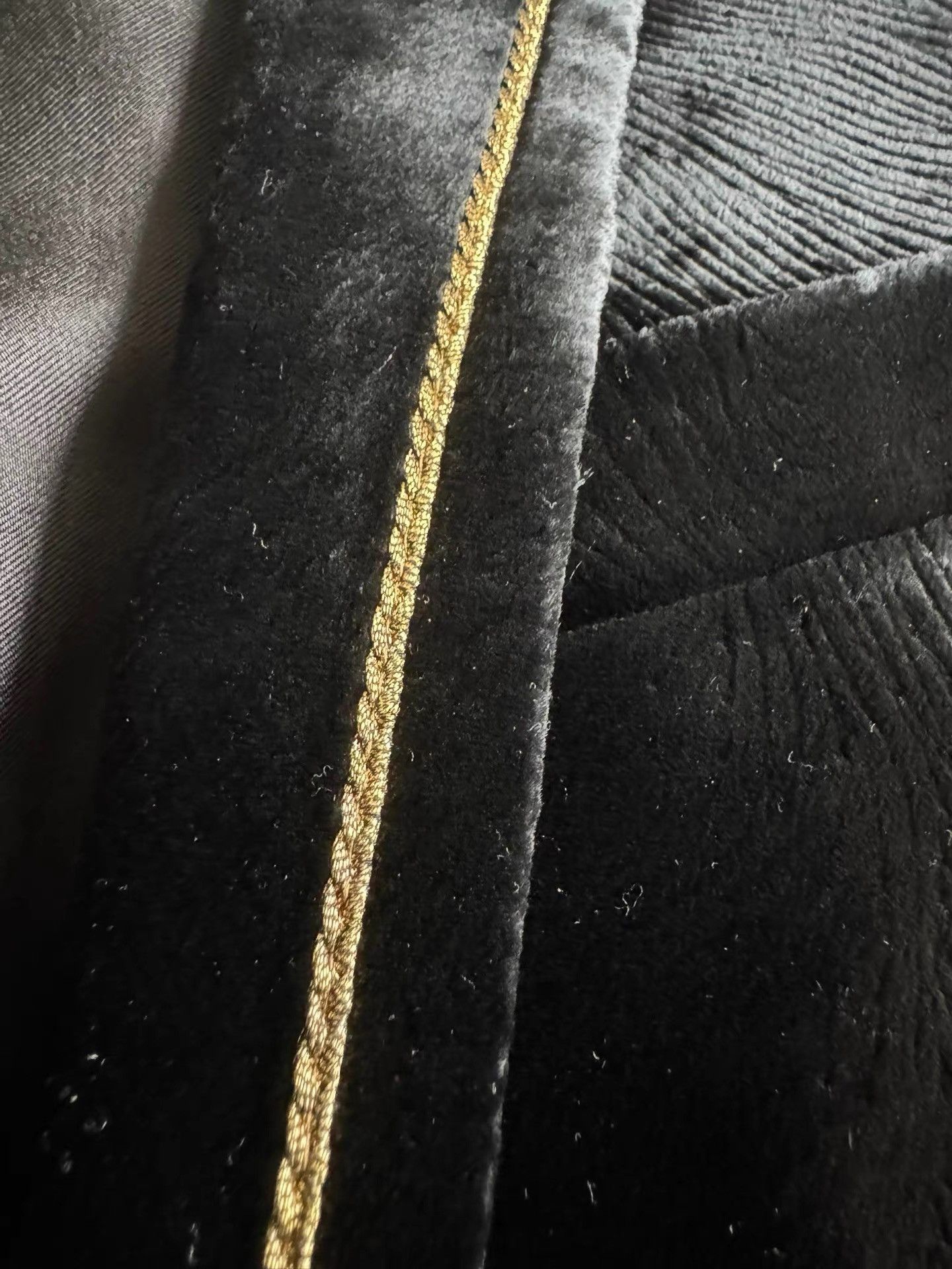 Saint Laurent Paris Black Velvet Blazer with Gold Trim Size US M / EU 48-50 / 2 - 2 Thumbnail