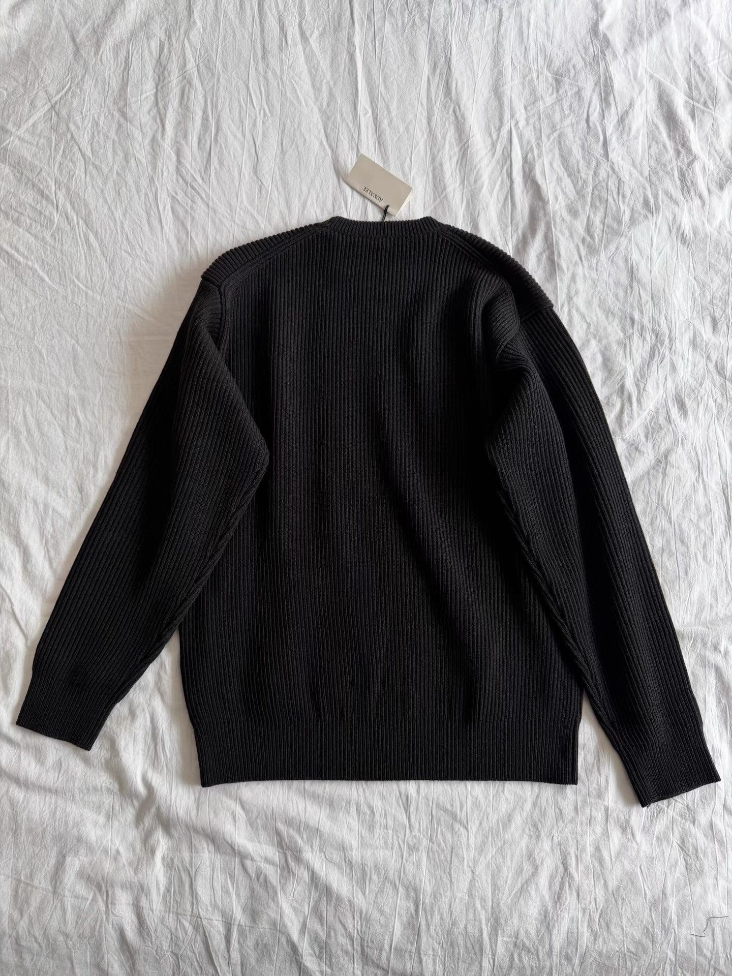 Auralee Black Ribbed Long Sleeve Sweater Size US L / EU 52-54 / 3 - 8 Thumbnail