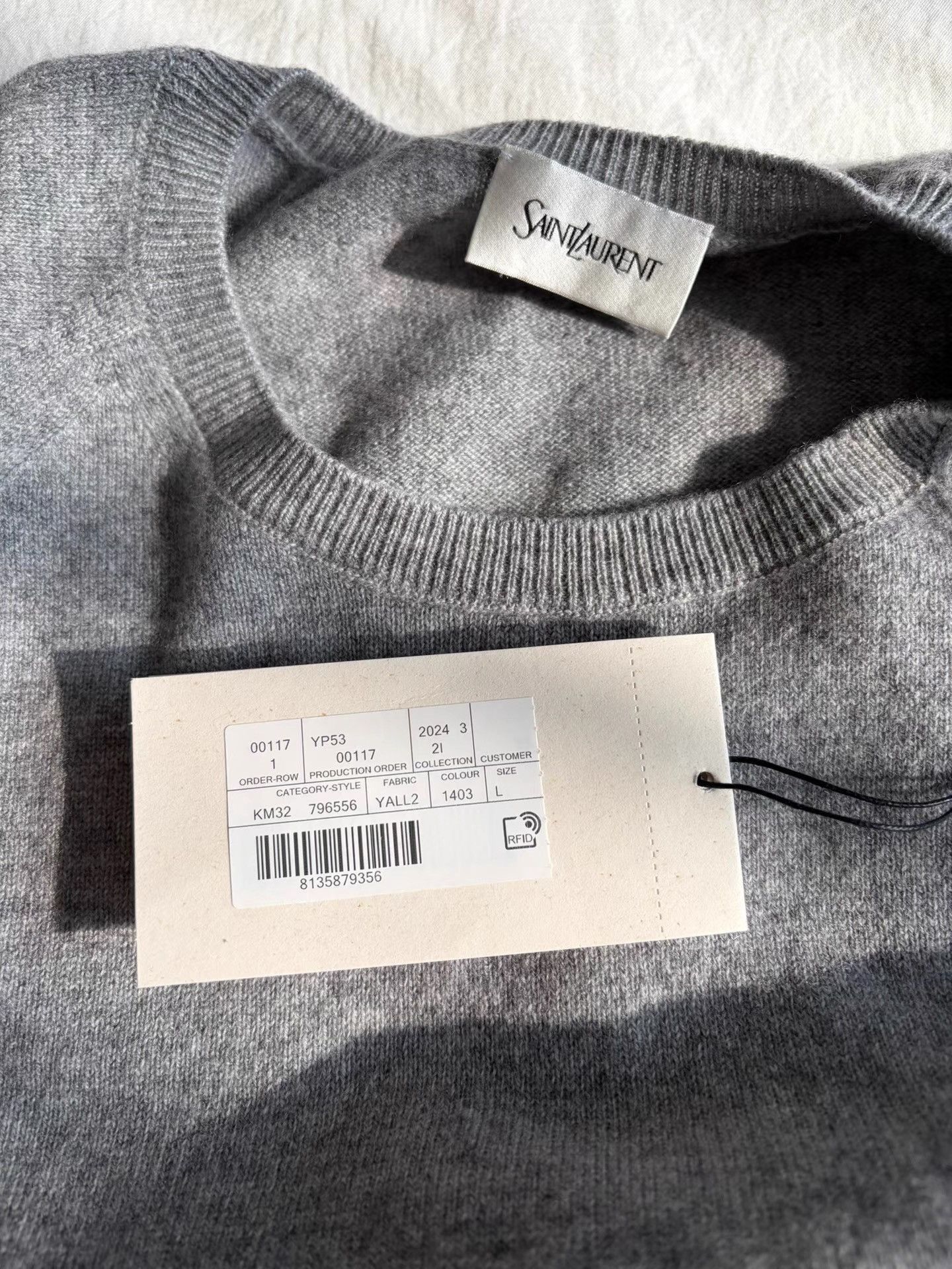 Saint Laurent Paris Gray Long-Sleeve Knit Sweater Size L Size US L / EU 52-54 / 3 - 6 Thumbnail