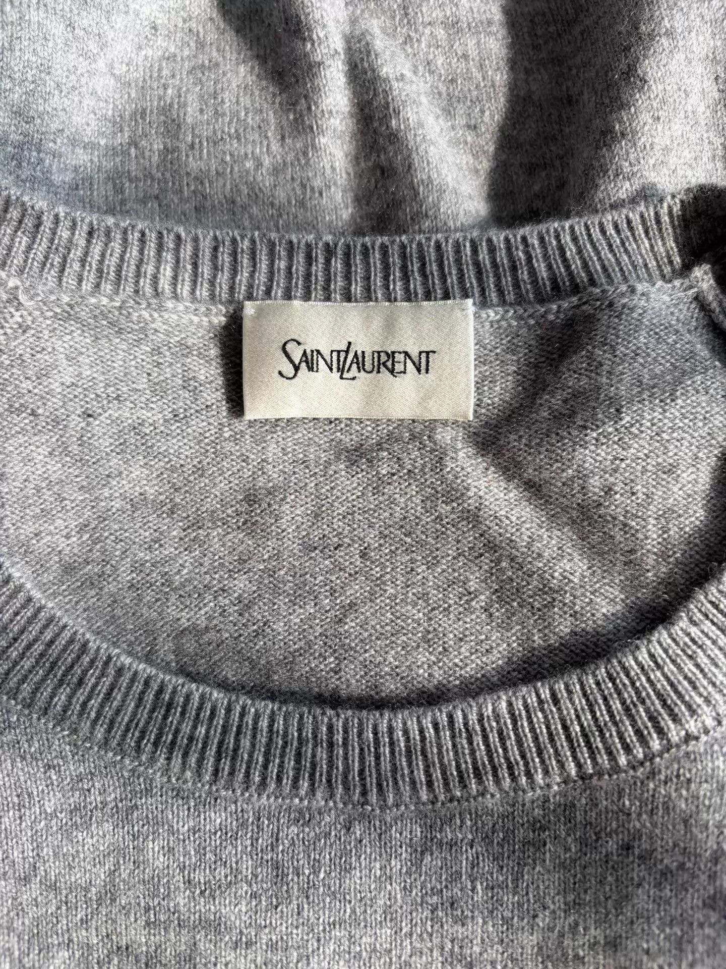 Saint Laurent Paris Gray Long-Sleeve Knit Sweater Size L Size US L / EU 52-54 / 3 - 2 Thumbnail