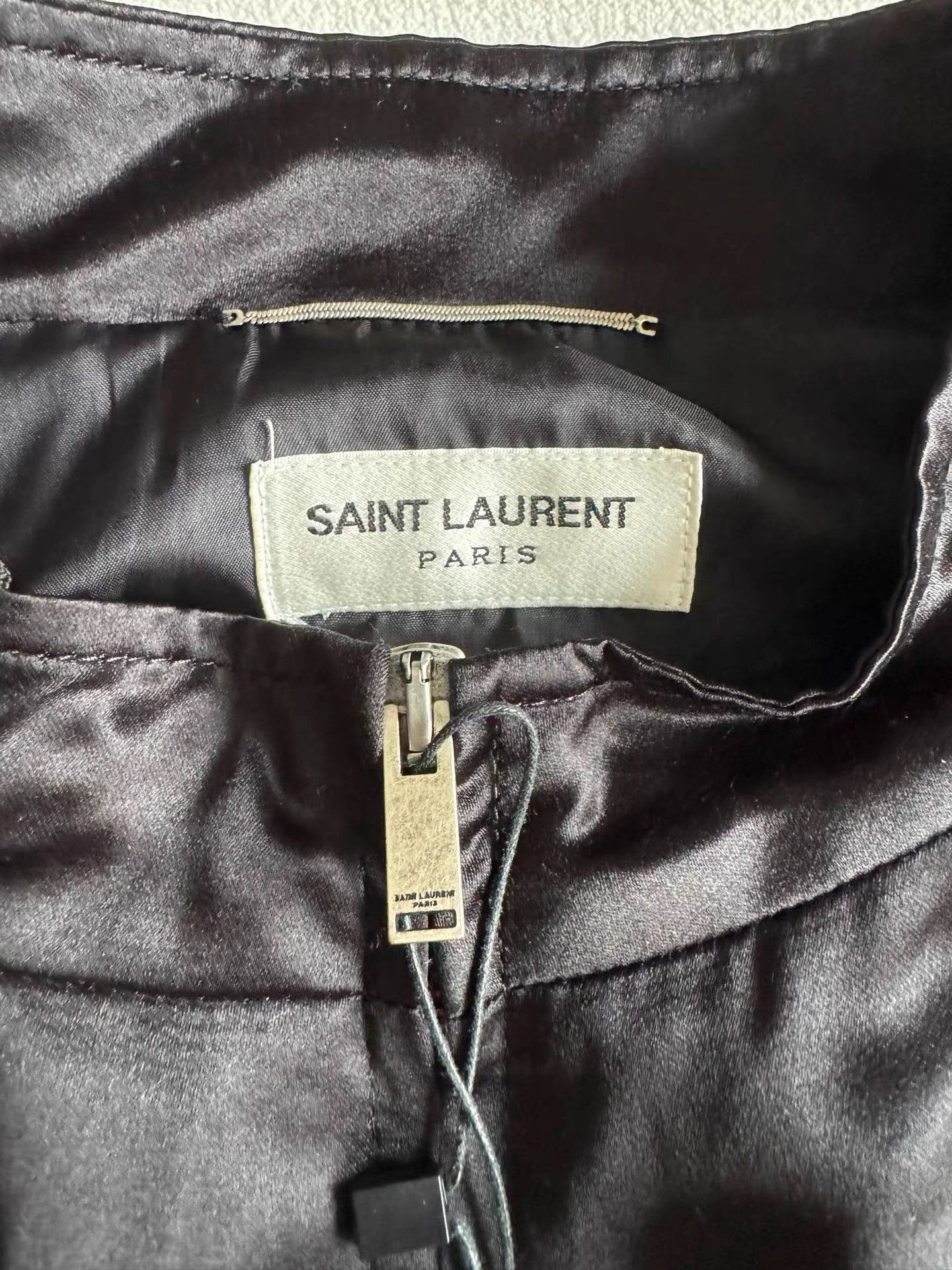 Saint Laurent Paris Black Satin Bomber Jacket with Zip Pockets - Size M Size US M / EU 48-50 / 2 - 3 Thumbnail