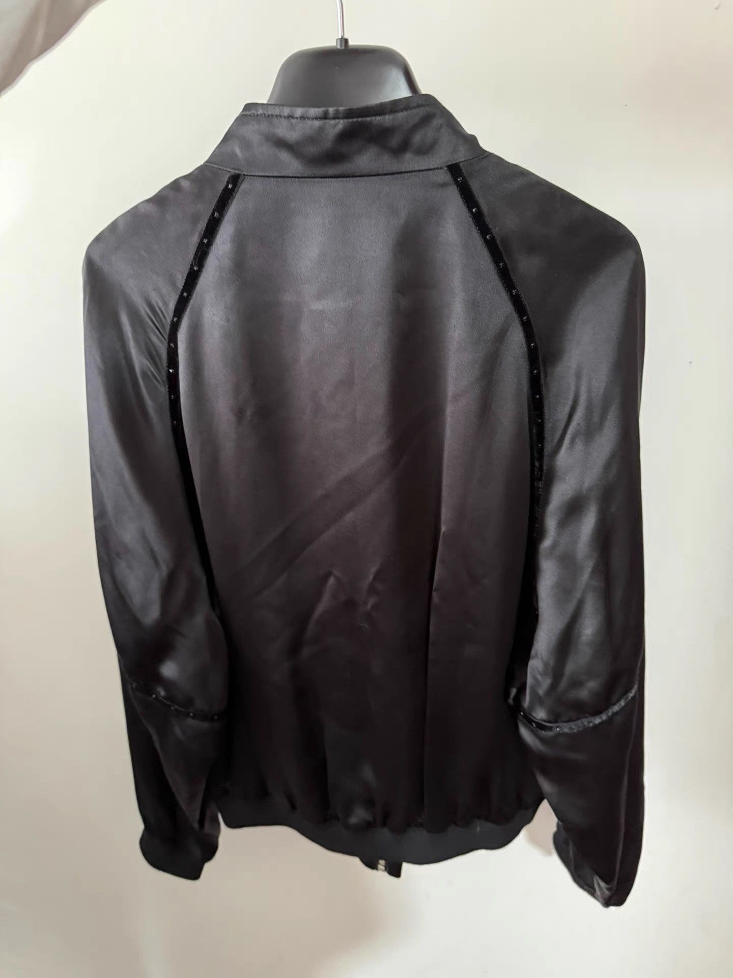Saint Laurent Paris Black Satin Bomber Jacket with Zip Pockets - Size M Size US M / EU 48-50 / 2 - 2 Thumbnail
