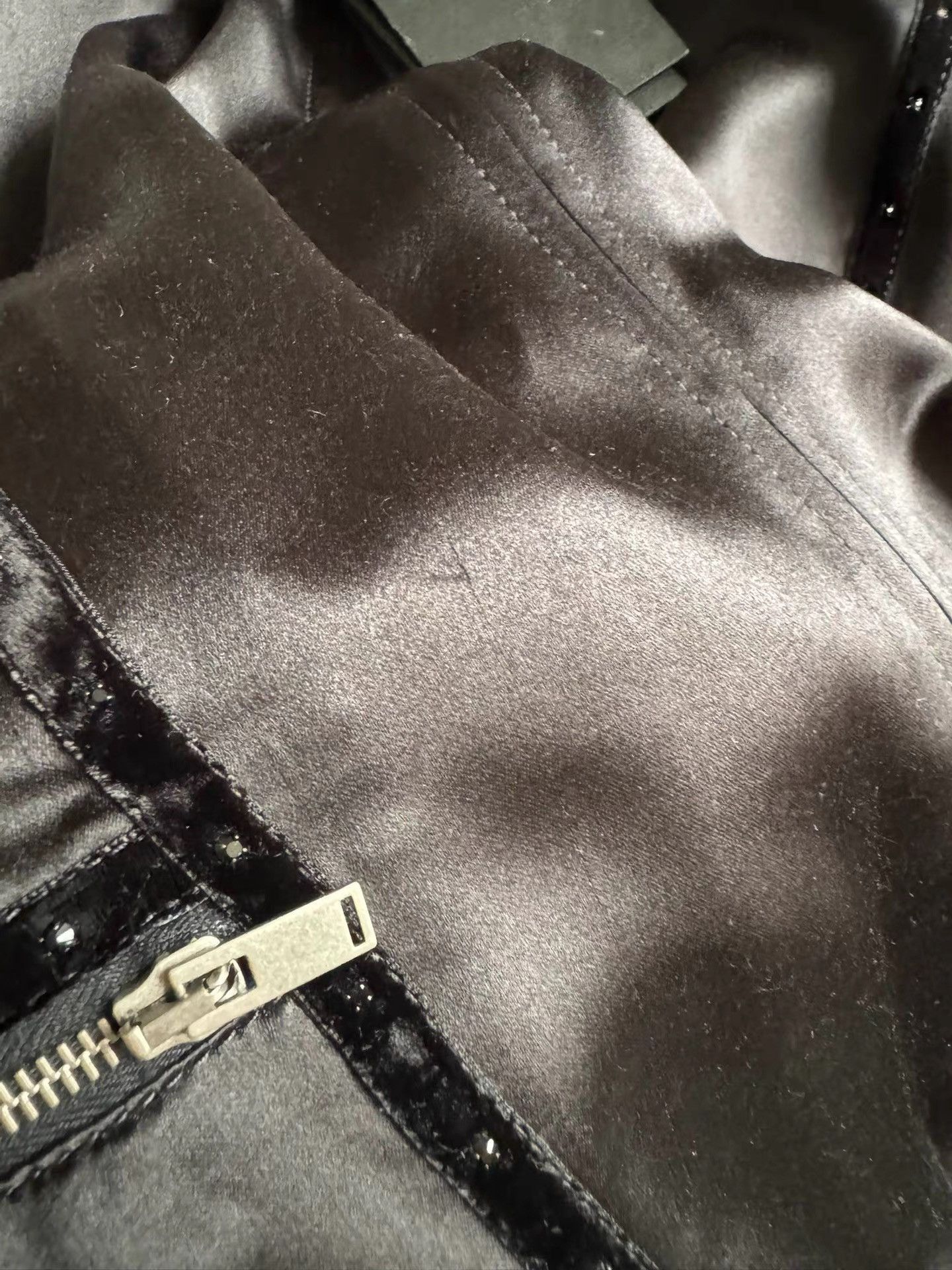 Saint Laurent Paris Black Satin Bomber Jacket with Zip Pockets - Size M Size US M / EU 48-50 / 2 - 6 Thumbnail