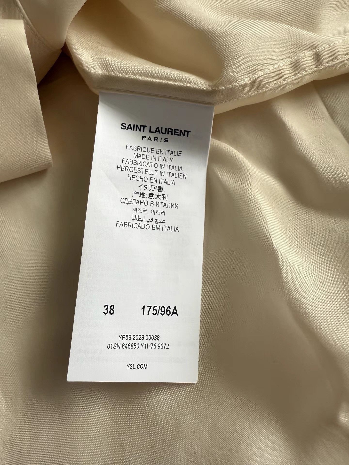Saint Laurent Paris Beige Long Sleeve Button-Up Shirt Size M Size US M / EU 48-50 / 2 - 6 Thumbnail